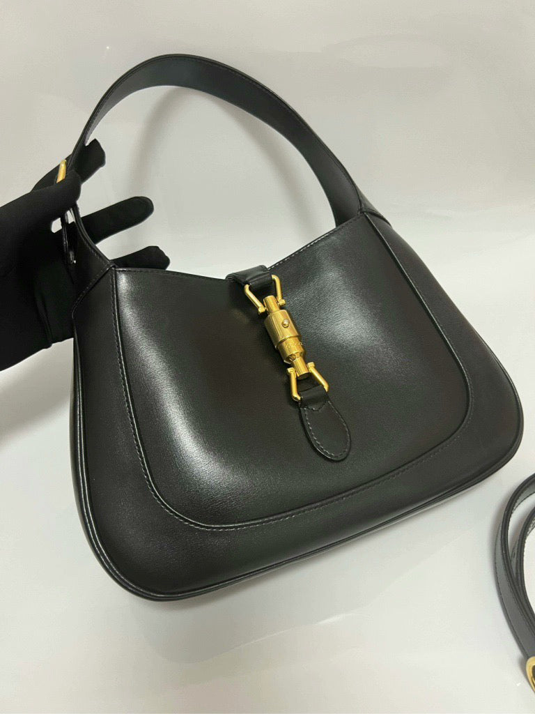 Gucci Jackie No Strap Leather Black Handbag