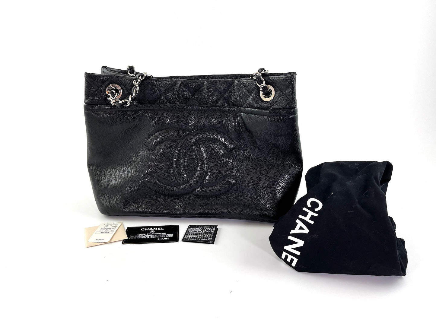 Chanel Black Caviar Timeless Soft CC Shopping Tote Bag