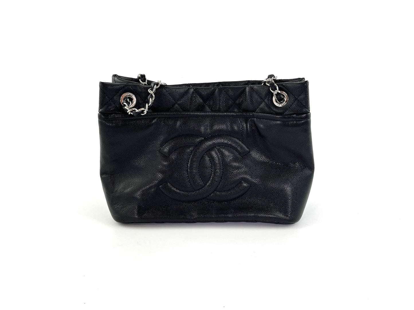 Chanel Black Caviar Timeless Soft CC Shopping Tote Bag