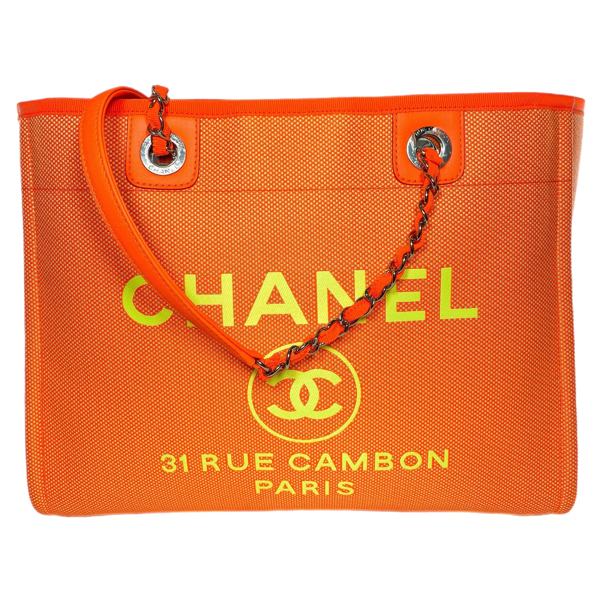 Chanel Neon Orange Medium Deauville