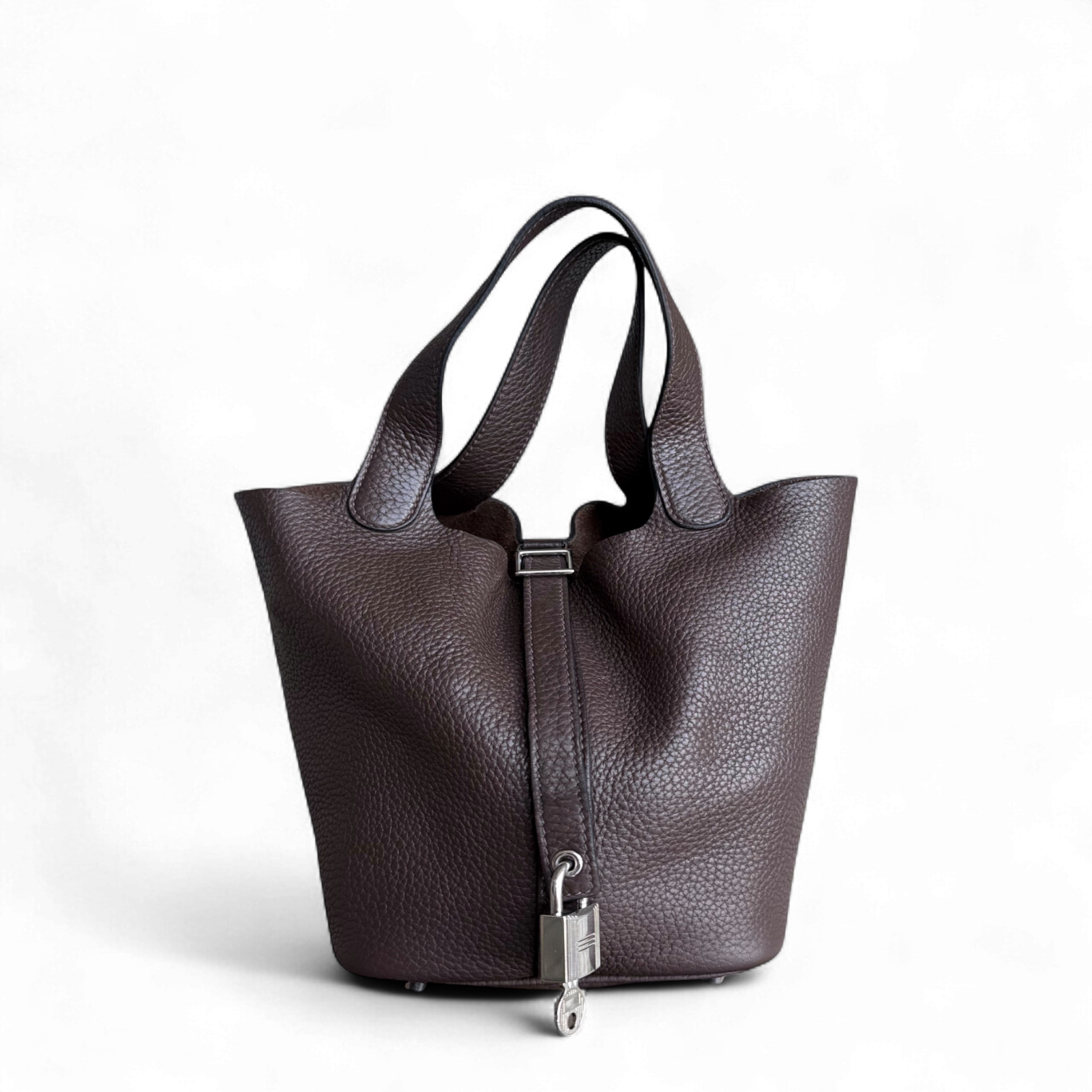 Hermes Picotin Tc Clemence Palladium Hardware Stamp Square Handbag Leather Silver Travel Bag