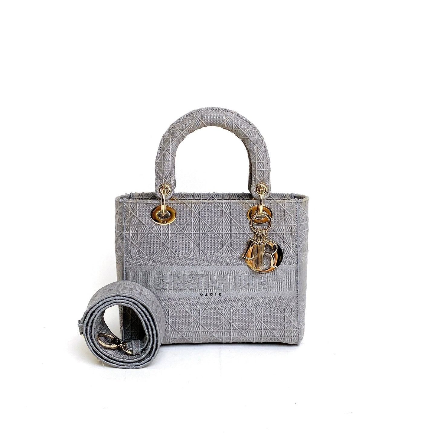 Dior Lady In Grey Handbag Gray Medium Travel Bag