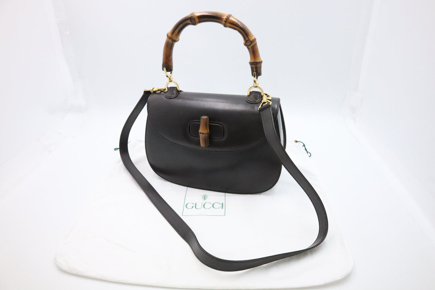 Gucci Bamboo Leather Brown Handbag Leather 1