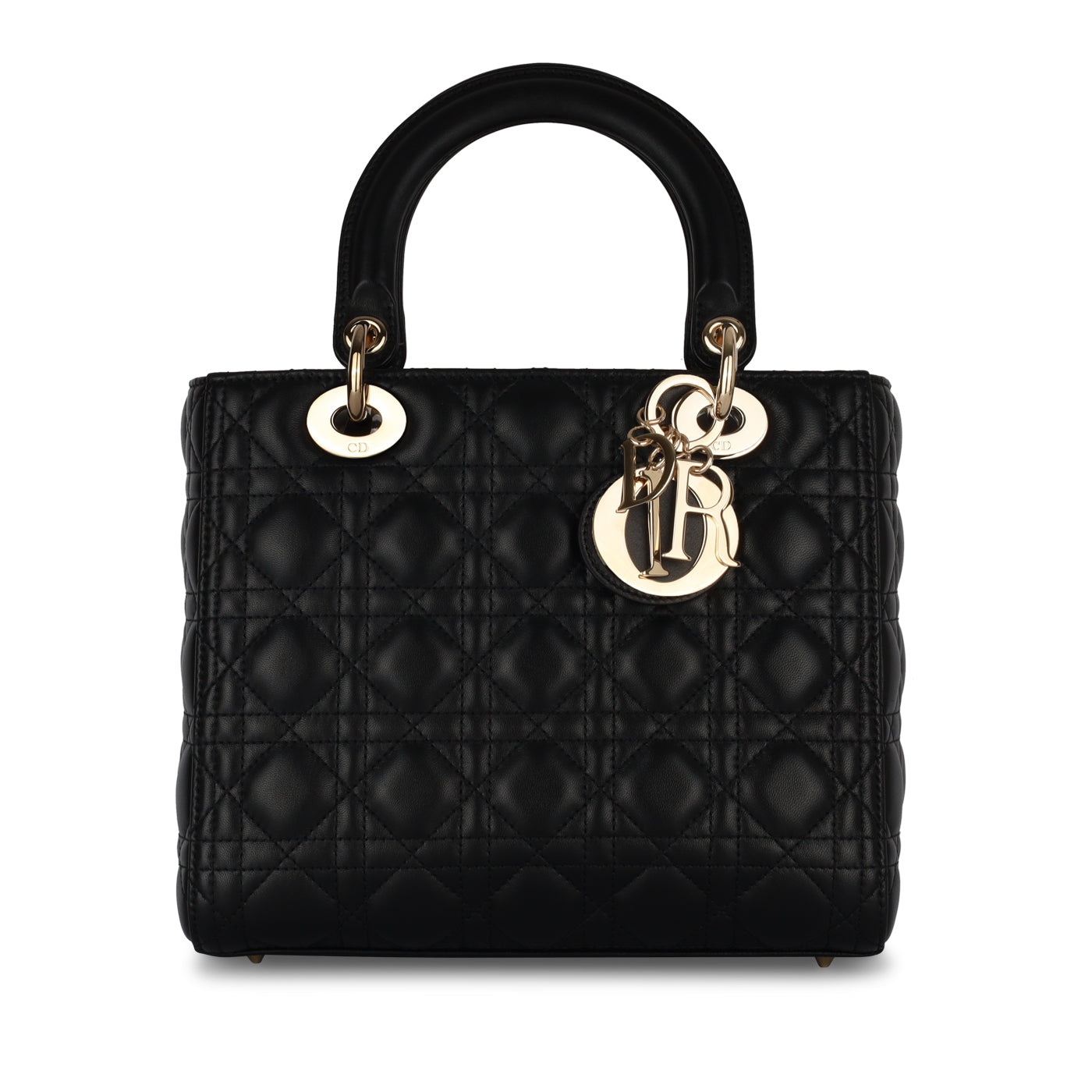 Dior Christian Lady Crossbody Bag Medium Black Lambskin Cghw