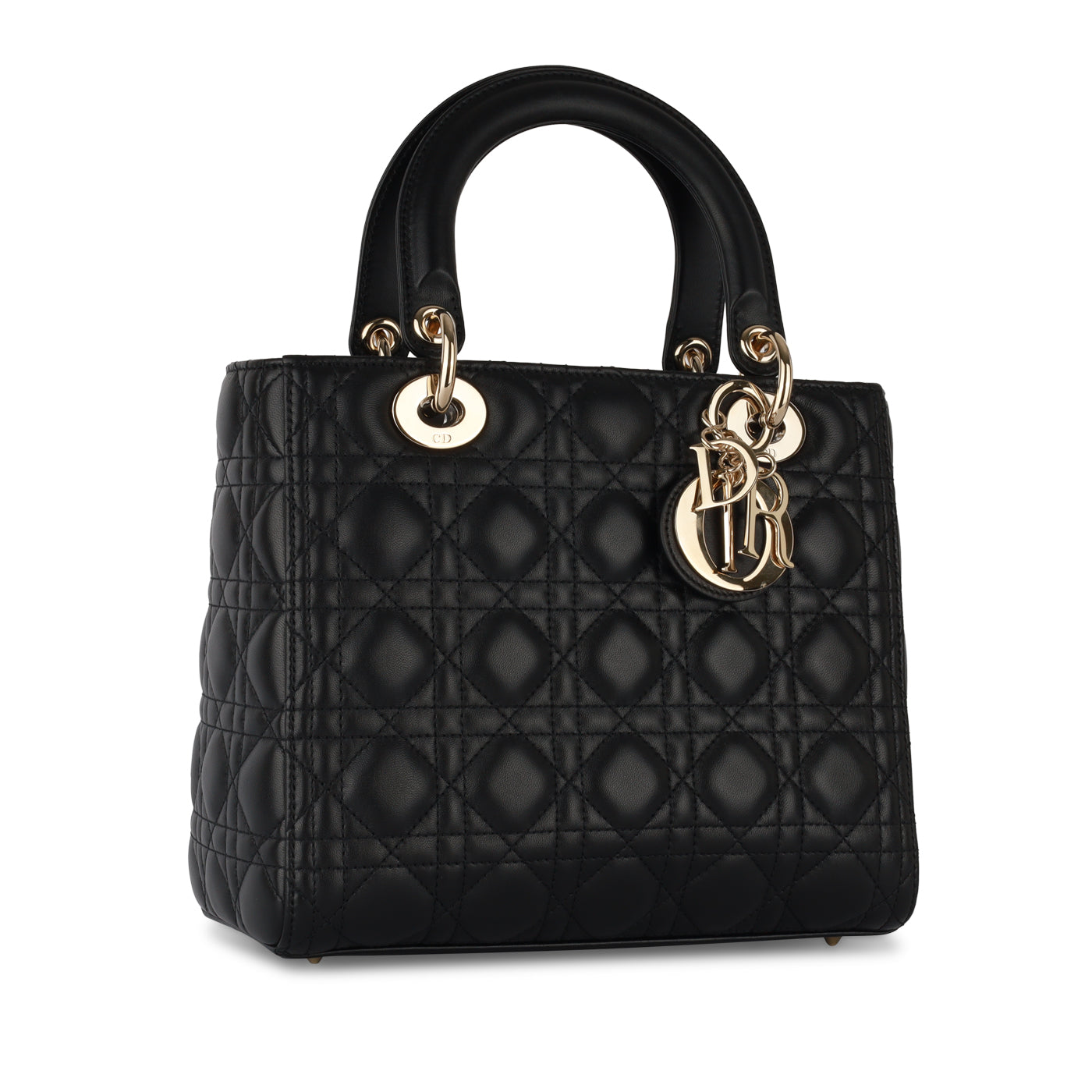 Dior Christian Lady Crossbody Bag Medium Black Lambskin Cghw