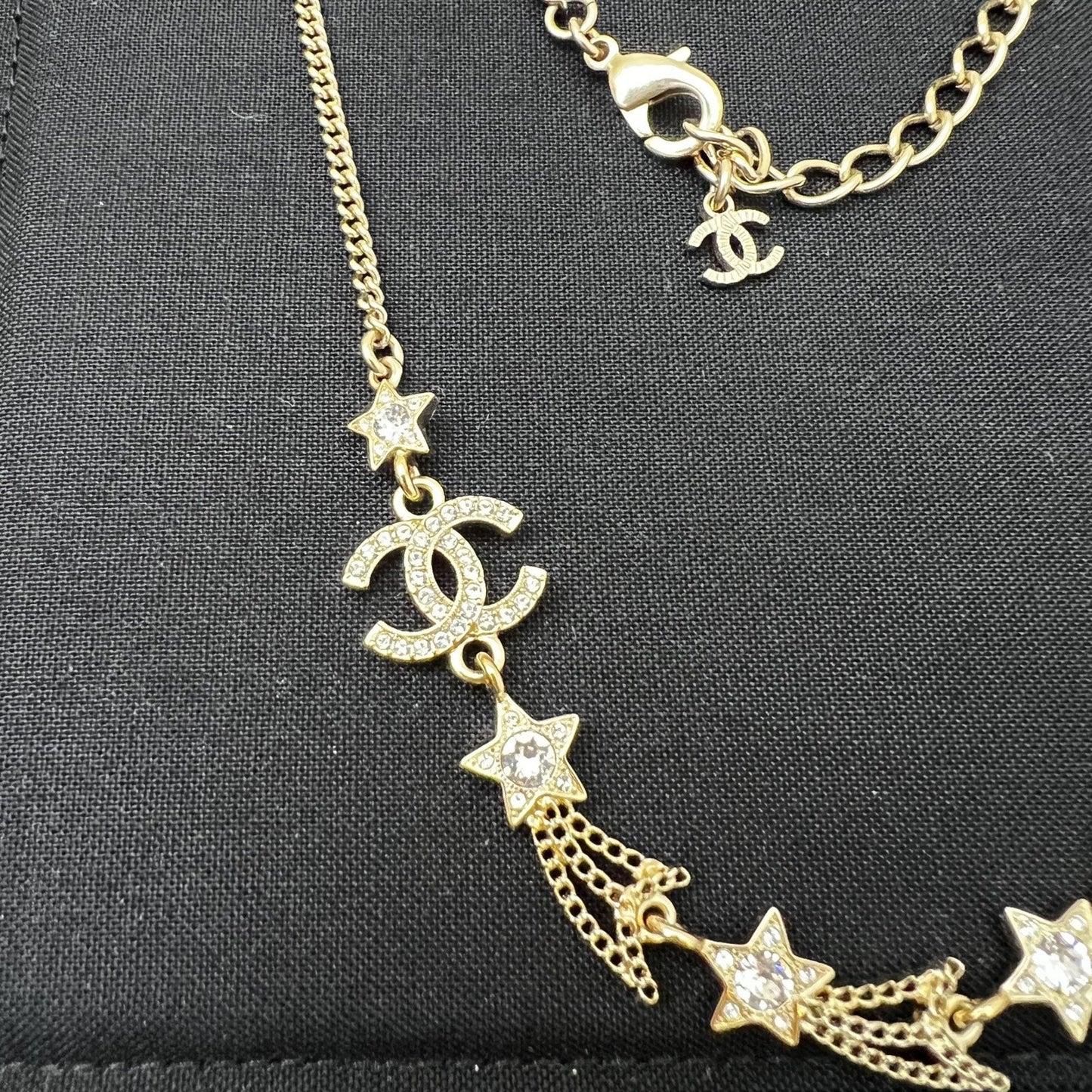 Chanel 25B Shooting Stars Necklace with Diamantés in Light Gold Hw ( )