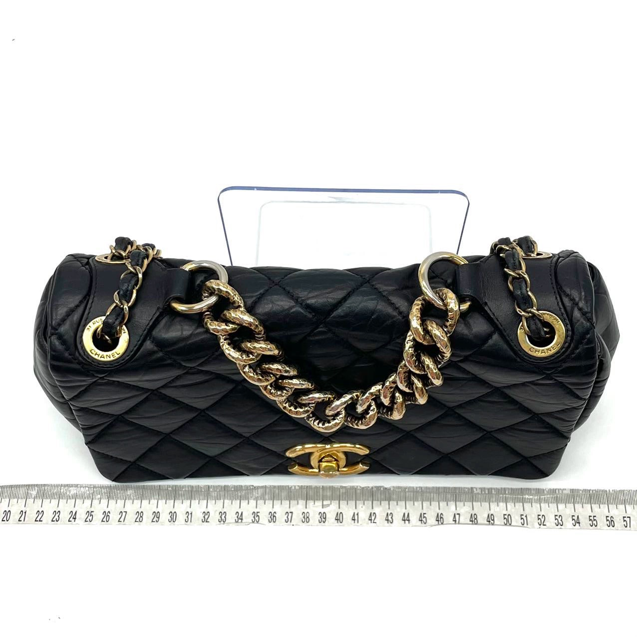 Chanel Paris Bombay Pondicherry Flap Quilted Hardware Black Gold Shoulder Bag
