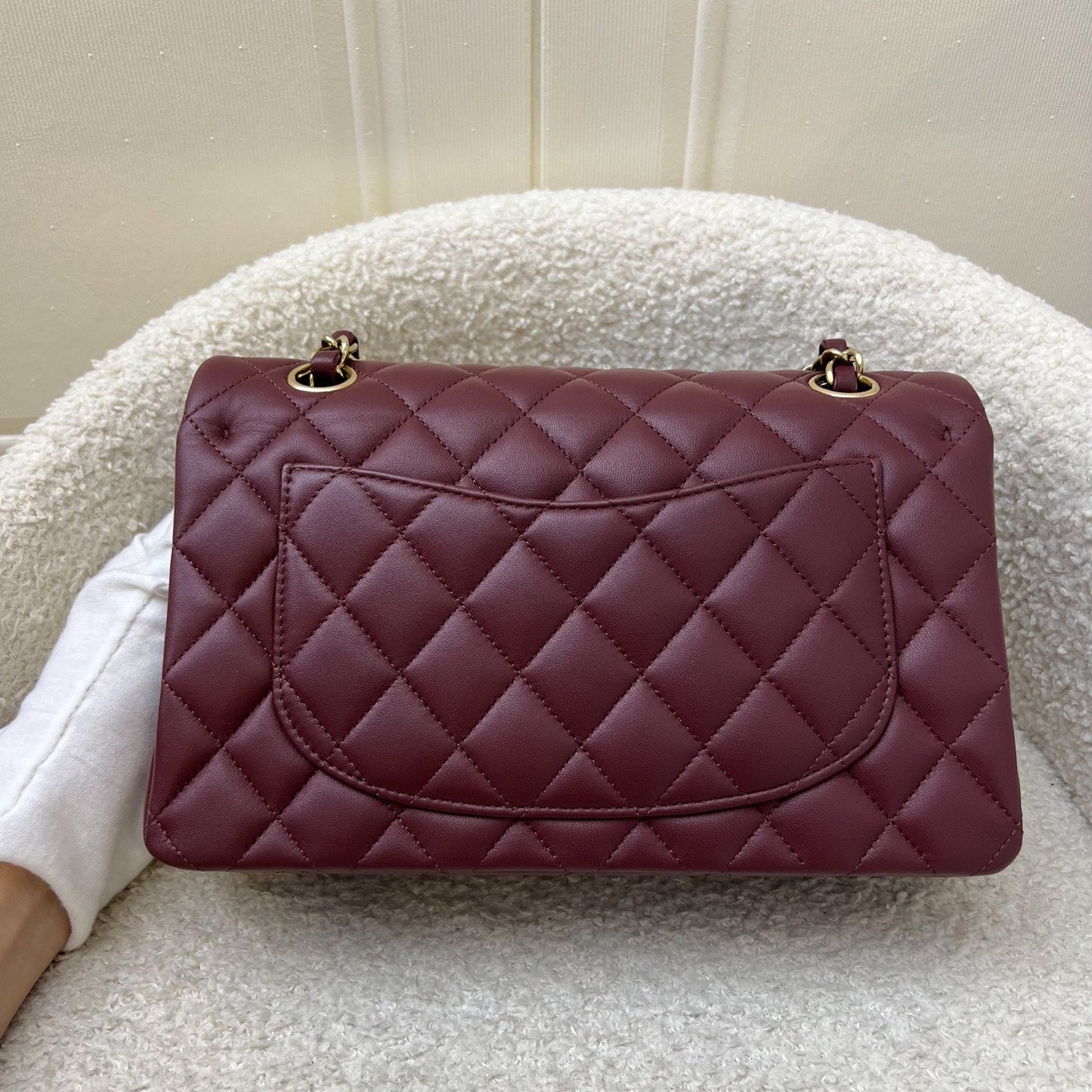 Chanel Small Classic Flap Cf in Burgundy Lambskin and Lghw Handbag