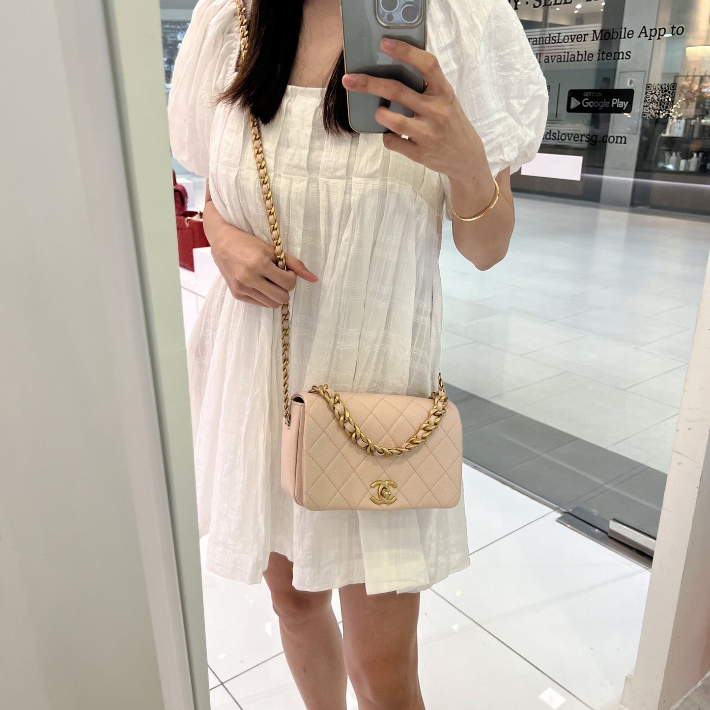 Chanel 20B Flap In Light Pink Caviar And Aghw ( ) Bag