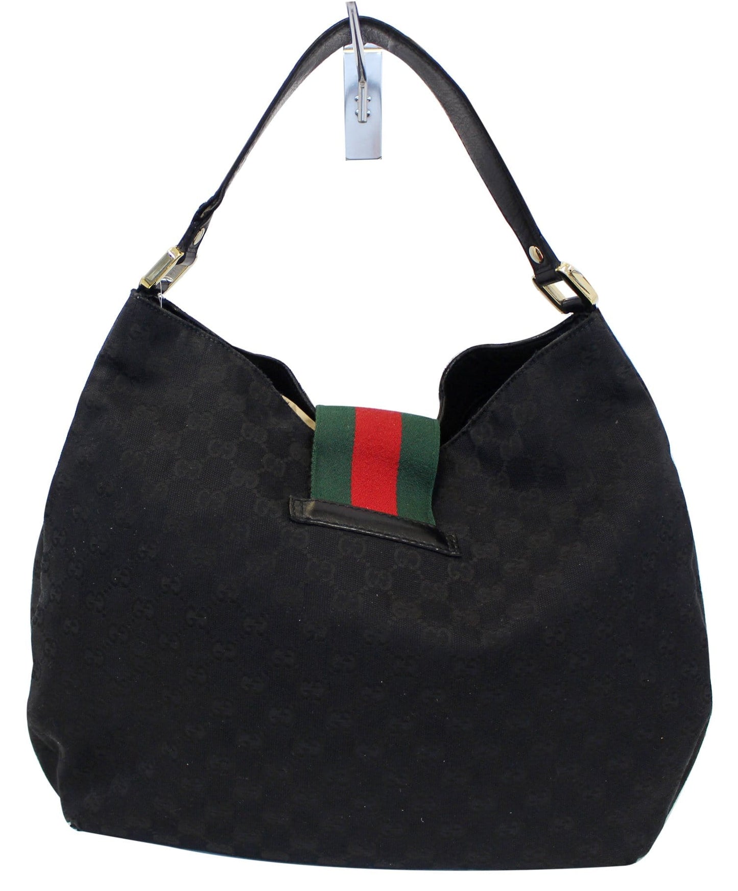 Gucci Ladies Web Hobo Monogram Black Travel Bag