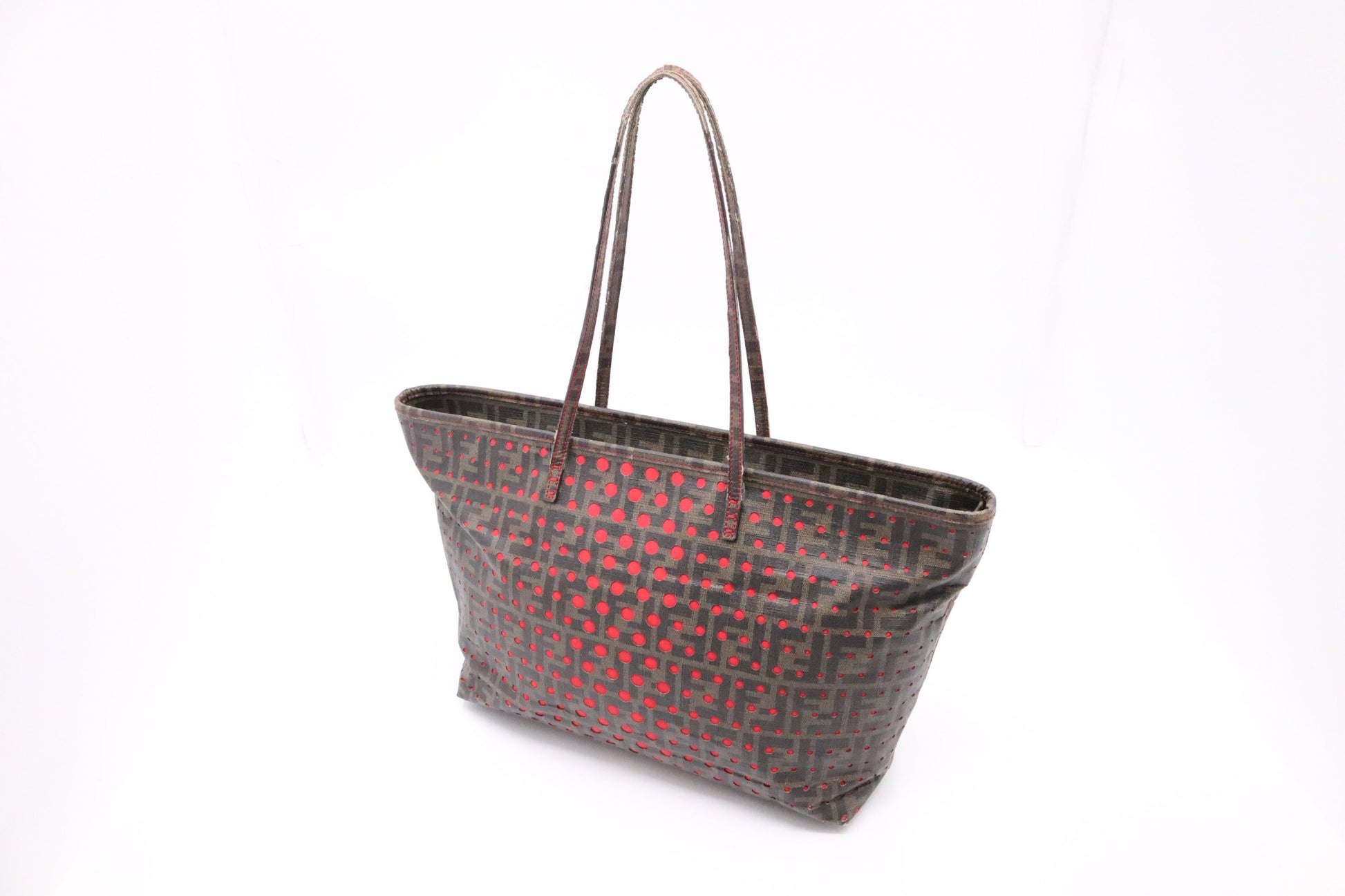 Fendi Perforated Spalmati Roll Tote Bag In Zucca Canvas