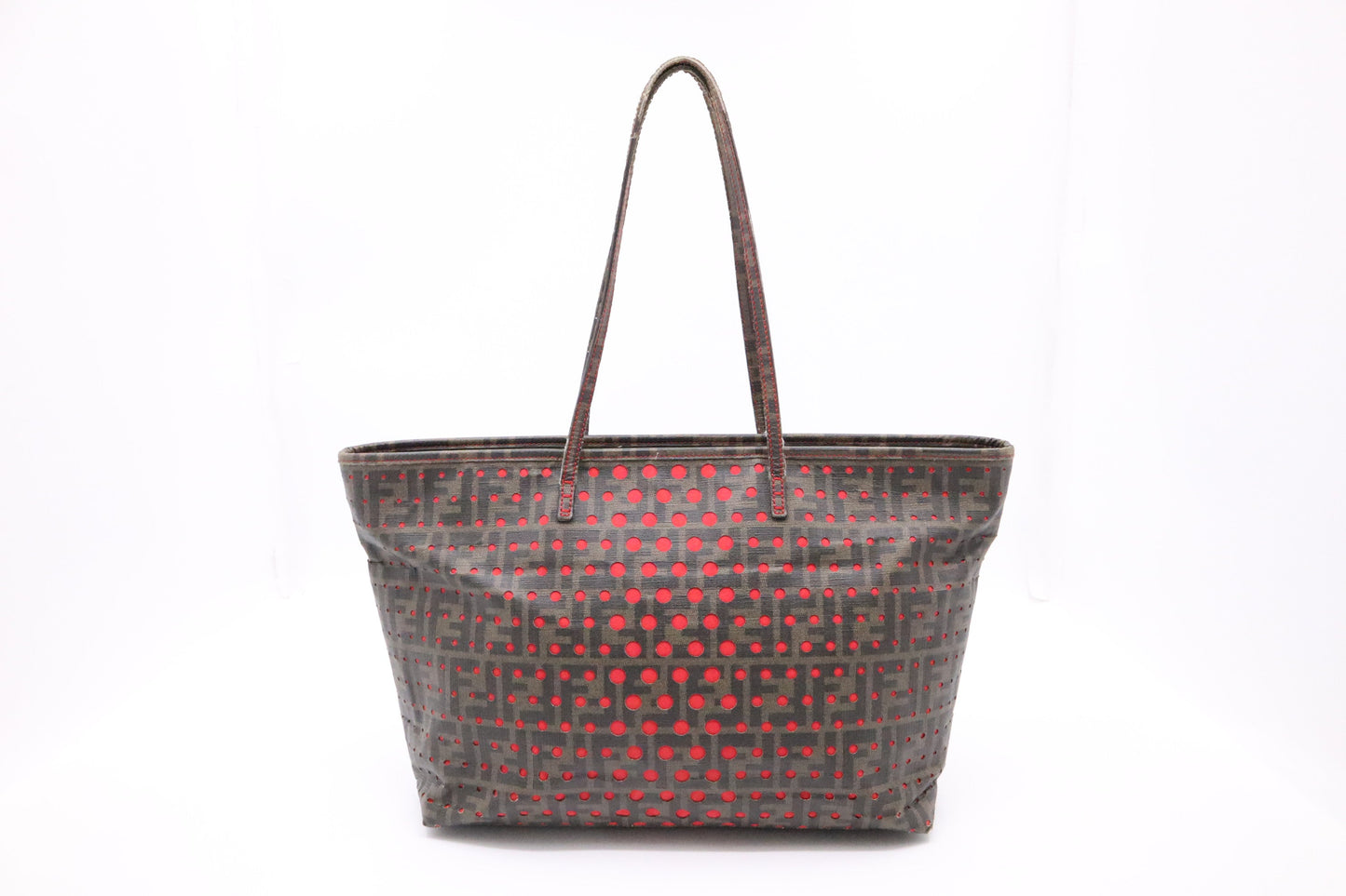 Fendi Perforated Spalmati Roll Tote Bag In Zucca Canvas
