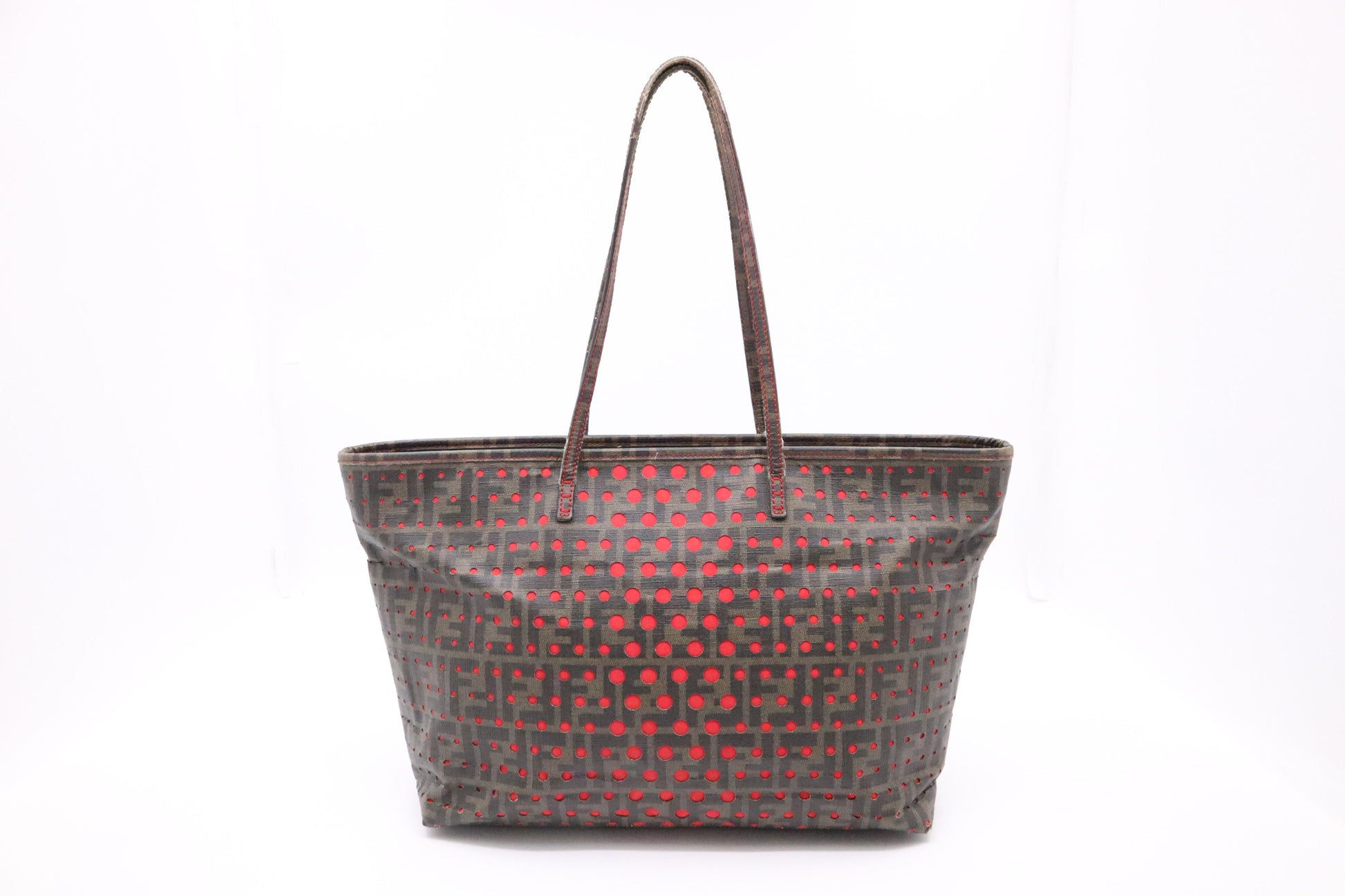 Fendi Perforated Spalmati Roll Tote Bag In Zucca Canvas
