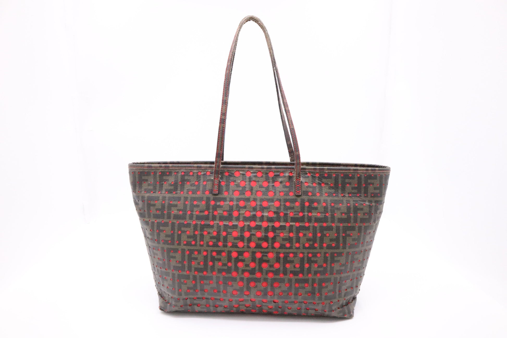 Fendi Perforated Spalmati Roll Tote Bag In Zucca Canvas