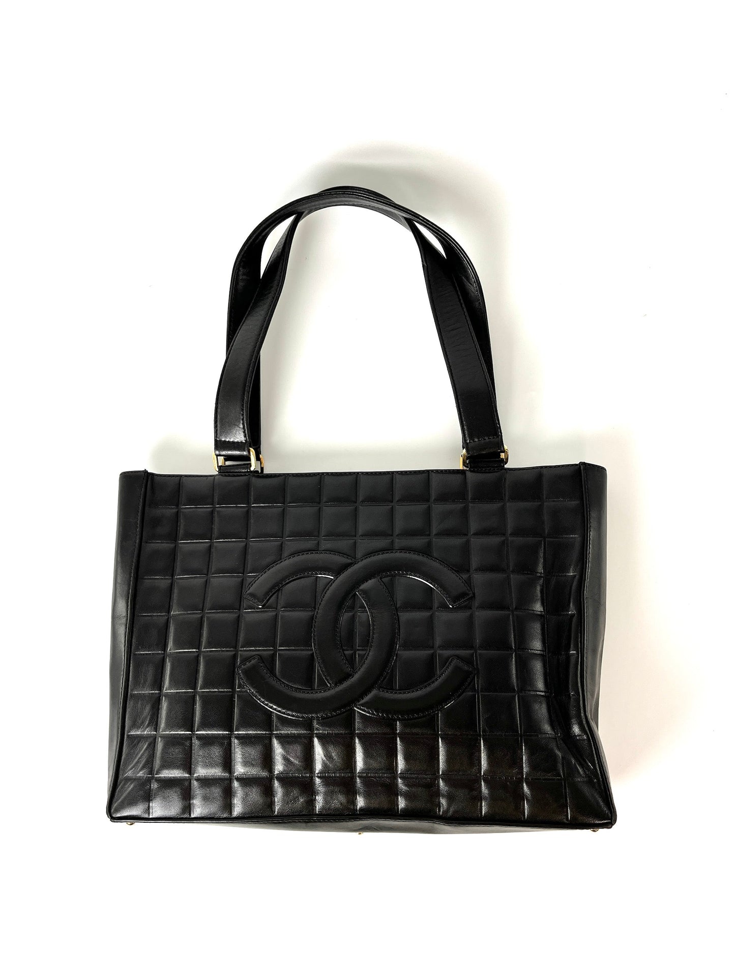 CHANEL Chocolate Bar Black Leather Shoulder  Bag