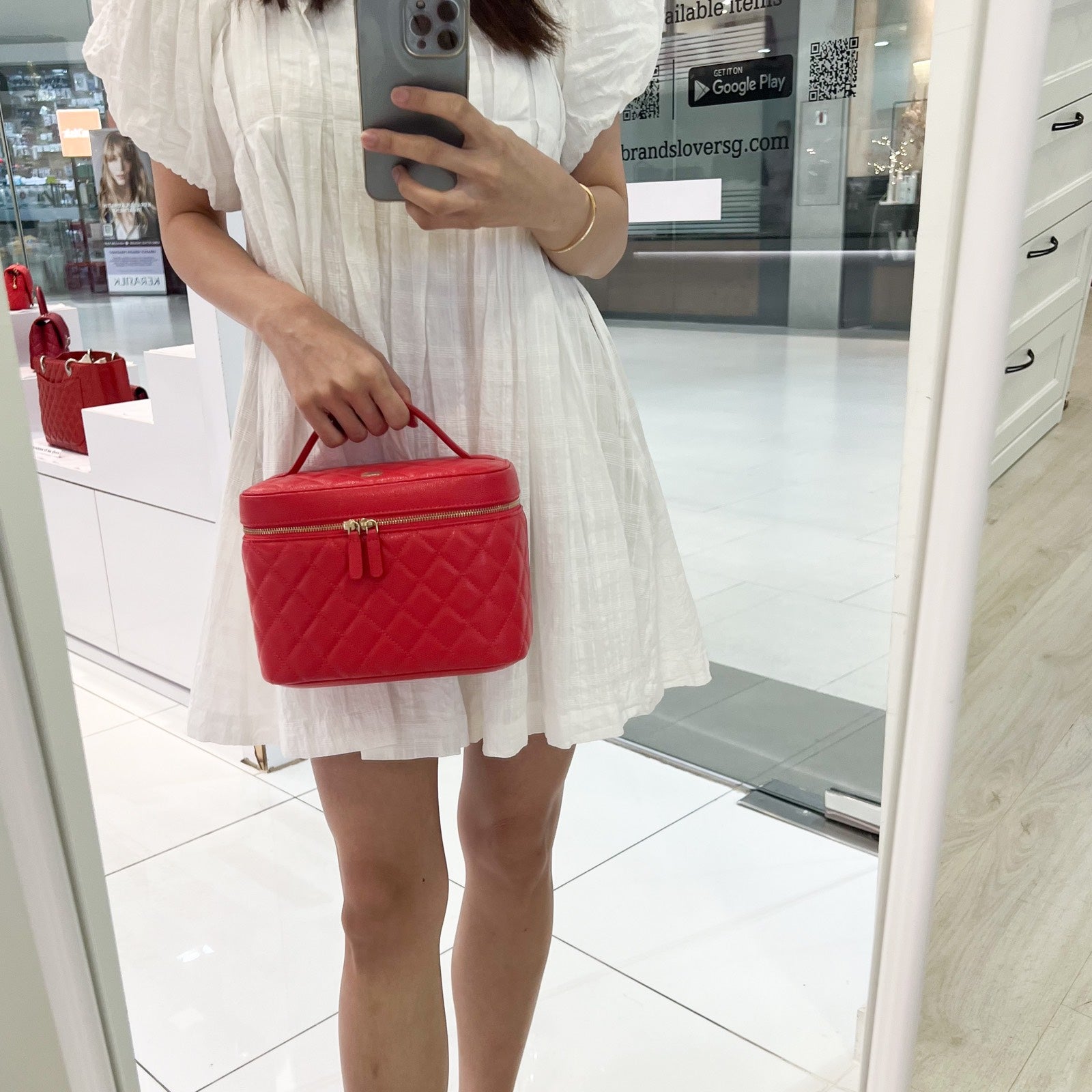 Chanel Top Handle Vanity Case in Raspberry Red Caviar Lghw Handbag