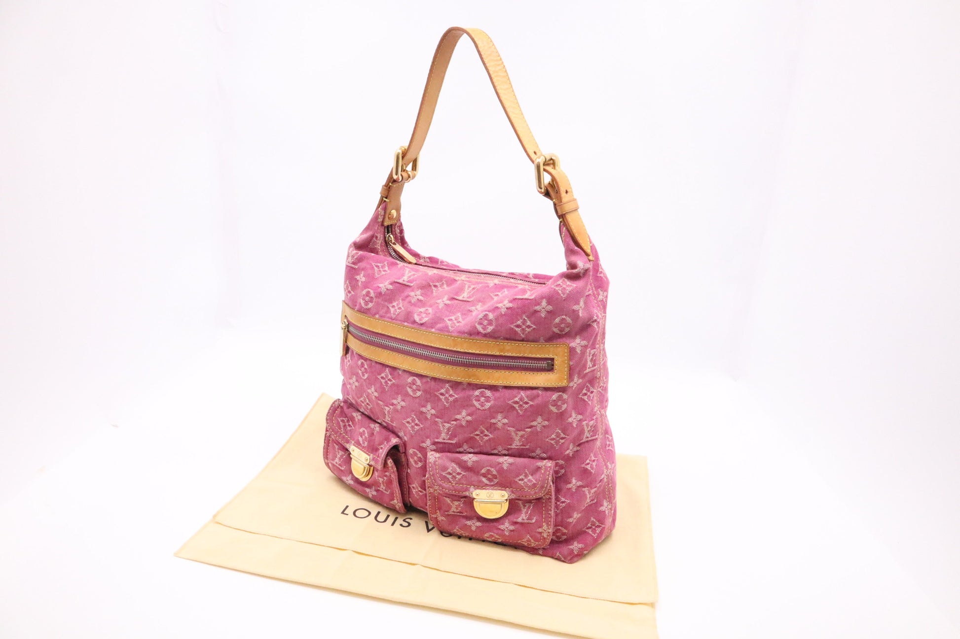 Louis Vuitton Baggy GM Denim Monogram Pink Handbag