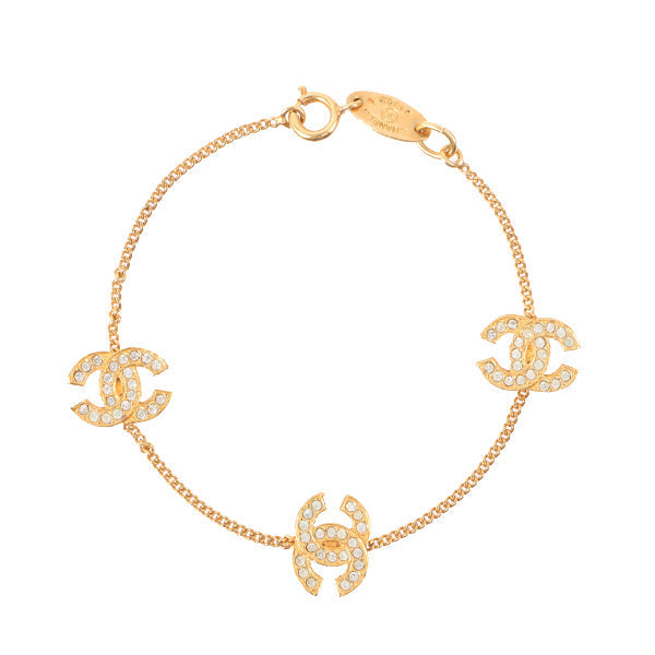 Chanel Rhinestone 3 Cc Mark Bracelet