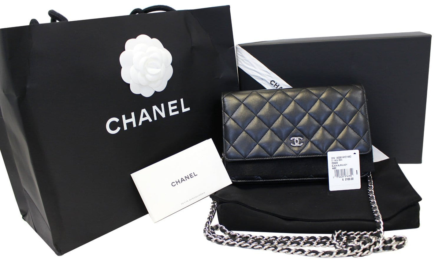 Chanel Wallet On Woc Clutch Crossbody Bag Black Chain