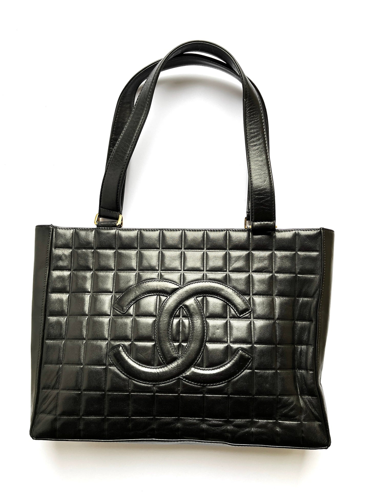CHANEL Chocolate Bar Black Leather Shoulder  Bag