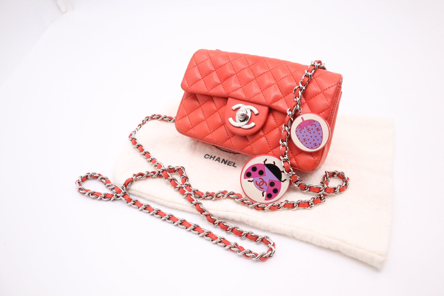 Chanel Ladybug Flap Coral Leather Mini Bag