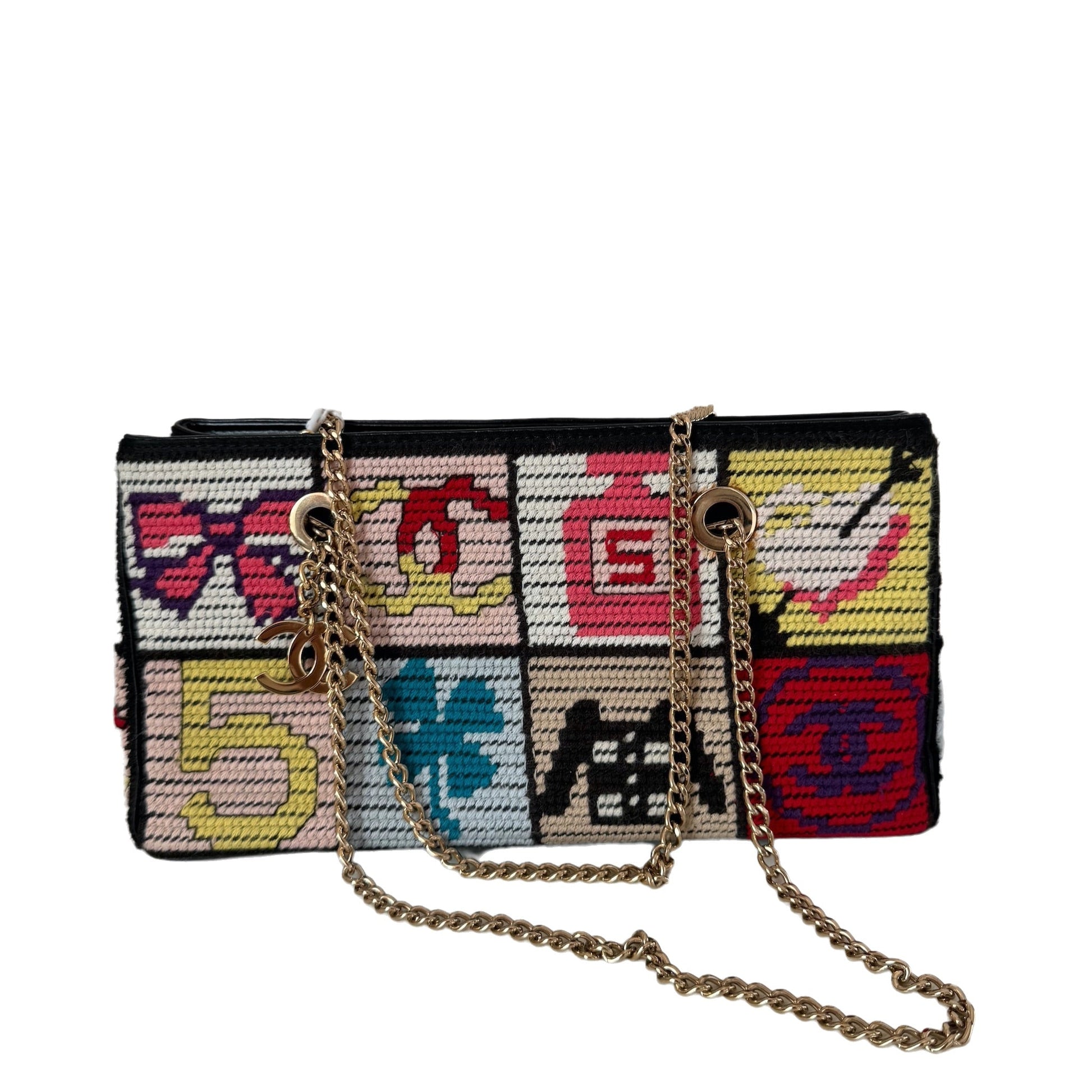 Chanel Rare Precious Symbols Needlepoint Small Shoulder Bag