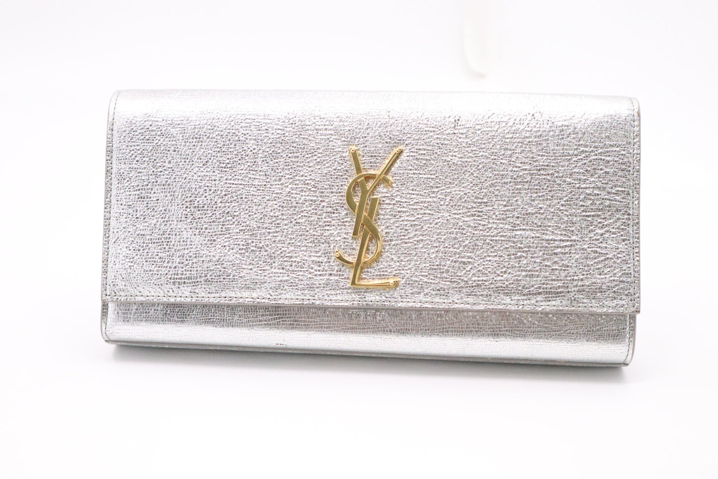 YSL Saint Laurent Kate Clutch In Leather Silver Clutch Bag