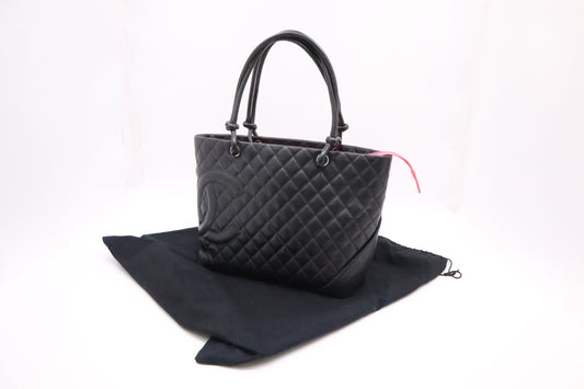 Chanel Cambon MattelassÃ© Black Leather Tote Bag
