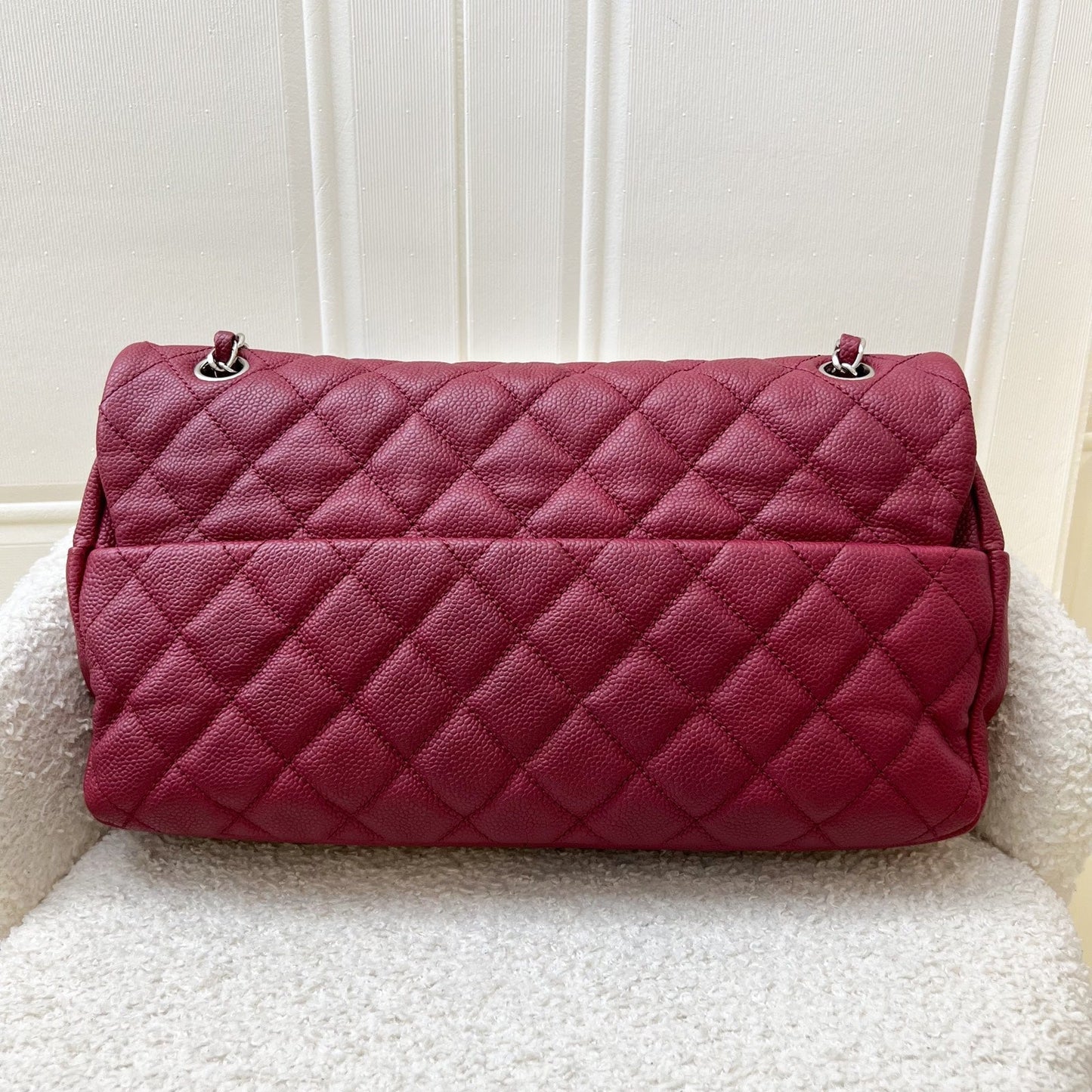 Chanel Easy Caviar Jumbo Flap Bag in Burgundy Red Caviar and Shw