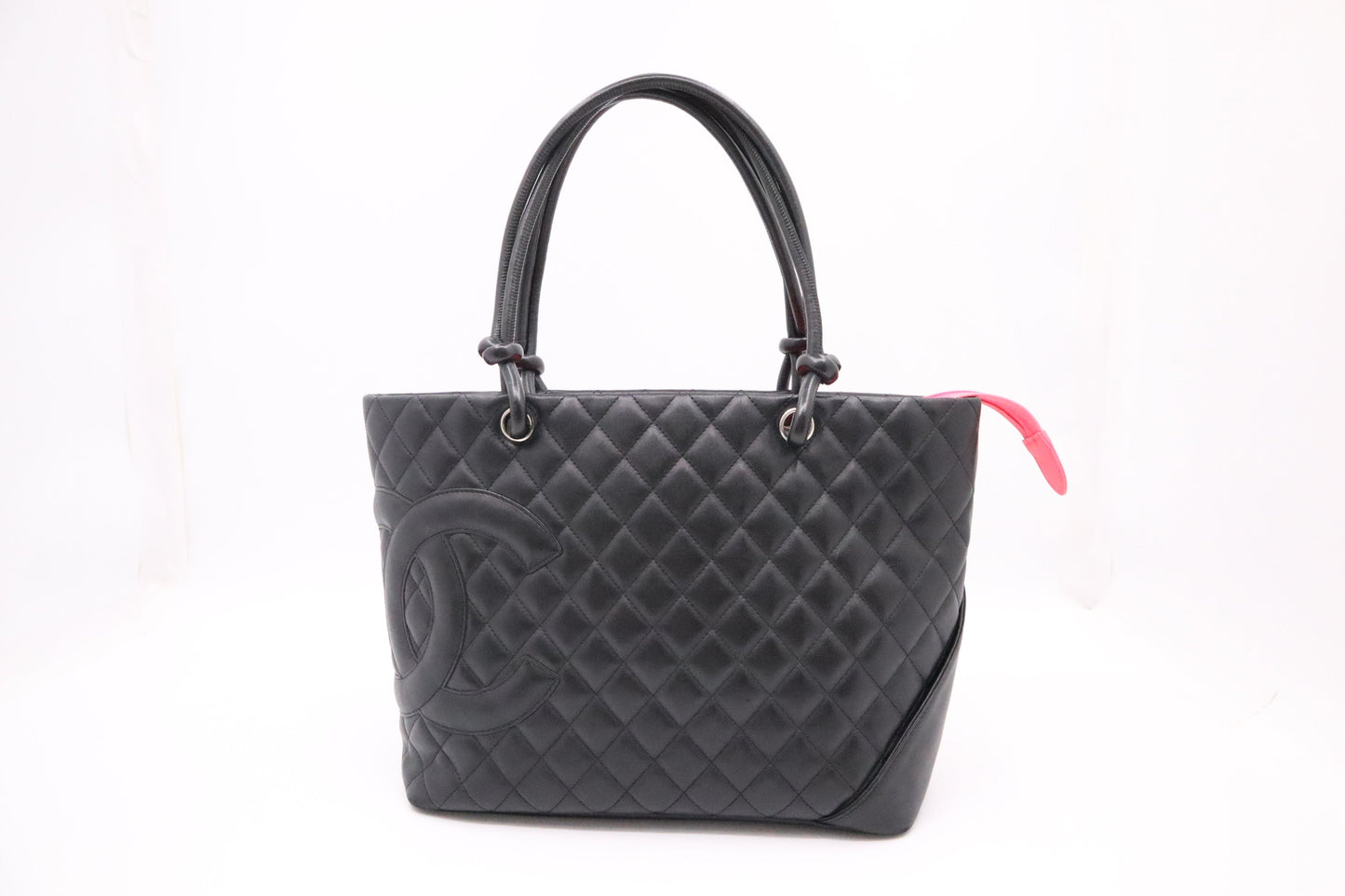 Chanel Cambon MattelassÃ© Black Leather Tote Bag