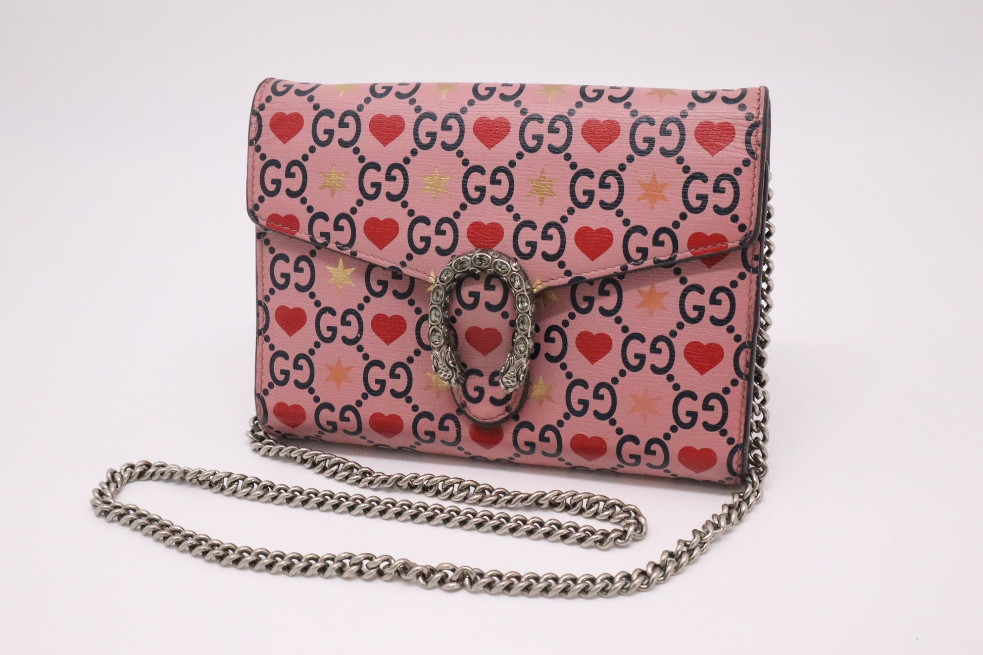 Gucci Valentine's Day Exclusive Dionysus Hearts Leather Pink Mini Shoulder Bag