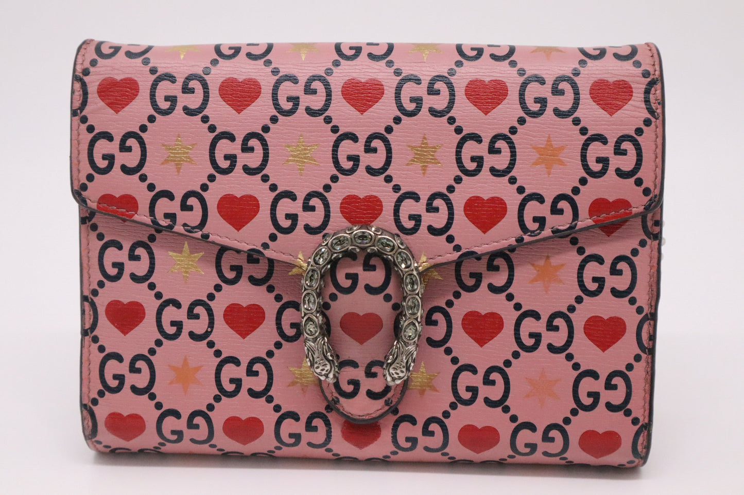 Gucci Valentine's Day Exclusive Dionysus Hearts Leather Pink Mini Shoulder Bag