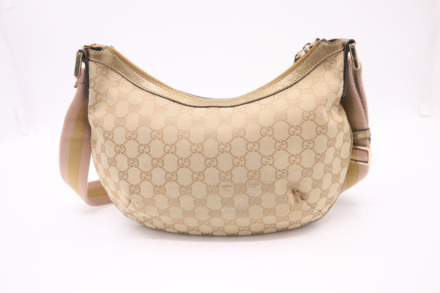Gucci GG Supreme Canvas Beige Gold Shoulder Bag