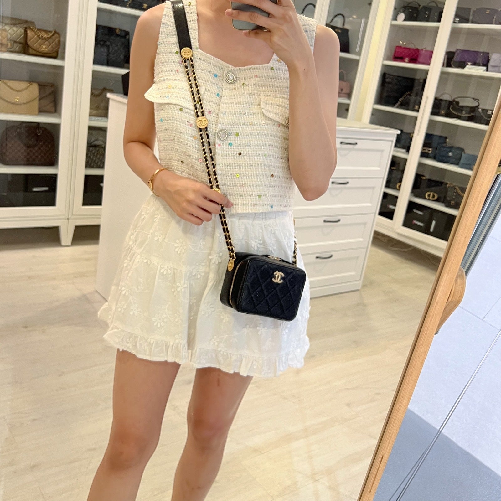 Chanel Twist Your Buttons Mini Camera Bag in Black Caviar and Aghw ( )