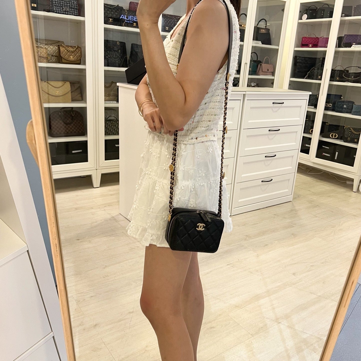 Chanel Twist Your Buttons Mini Camera Bag in Black Caviar and Aghw ( )