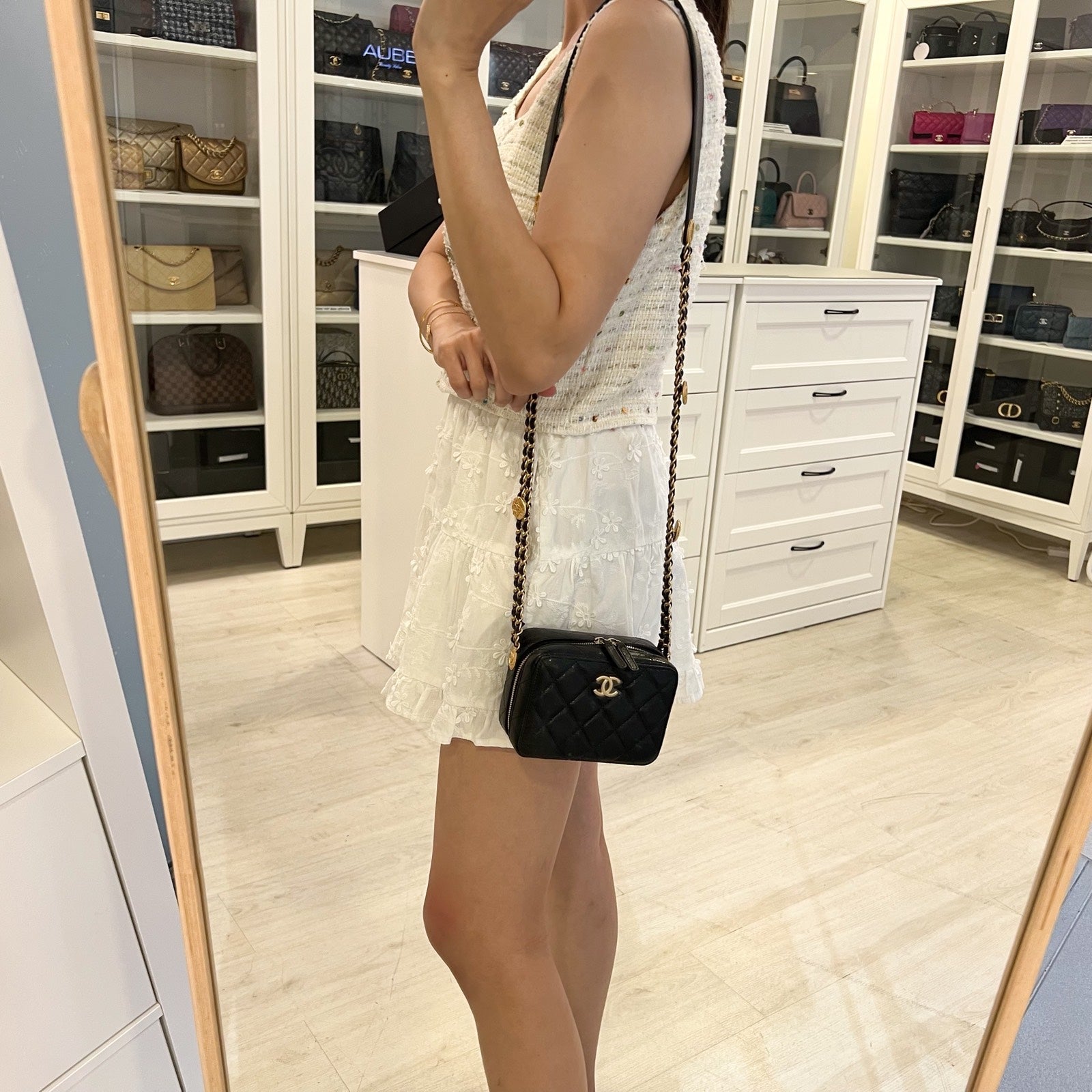 Chanel Twist Your Buttons Mini Camera Bag in Black Caviar and Aghw ( )