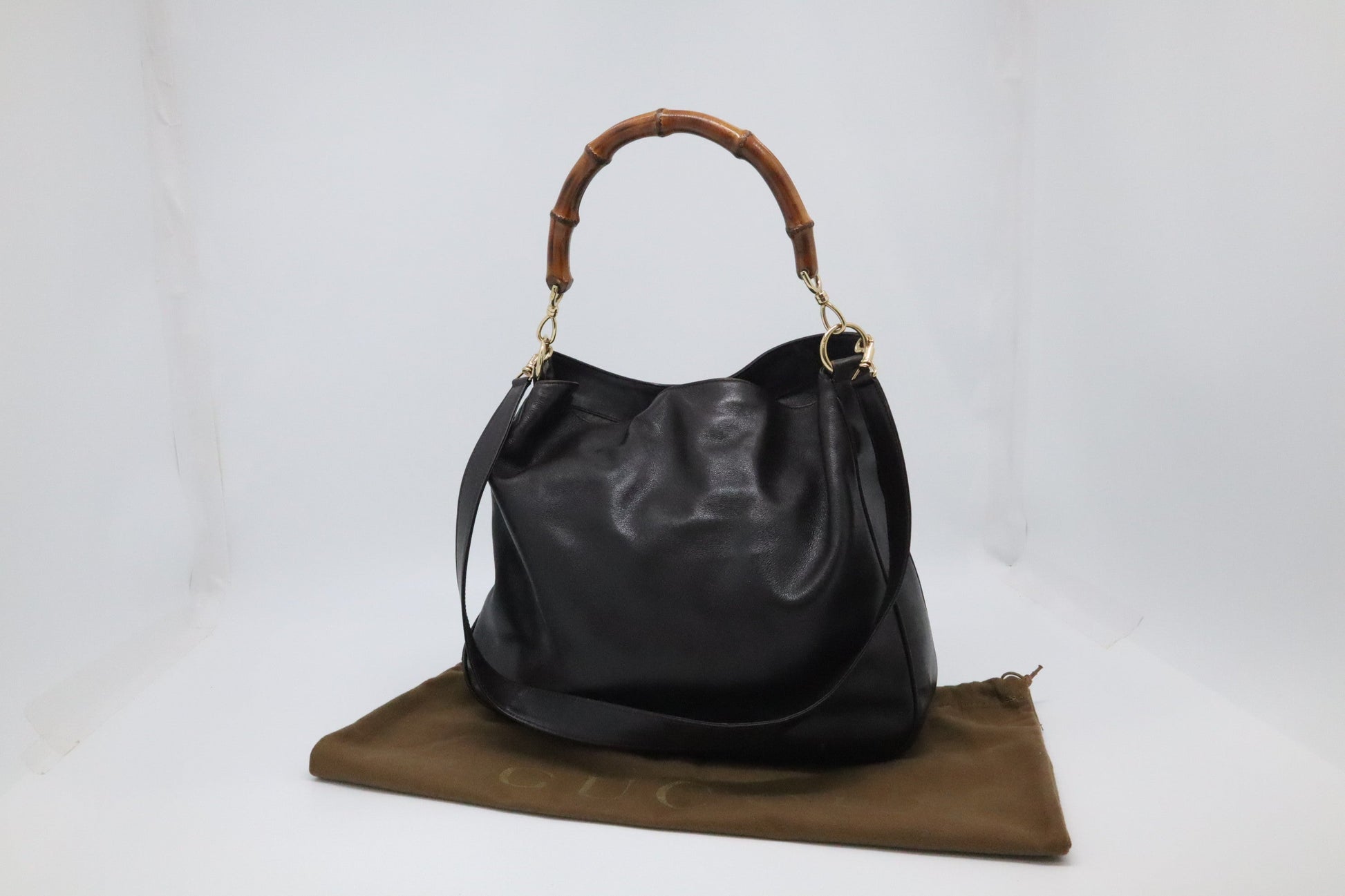 Gucci Bamboo Leather Brown Shoulder Bag