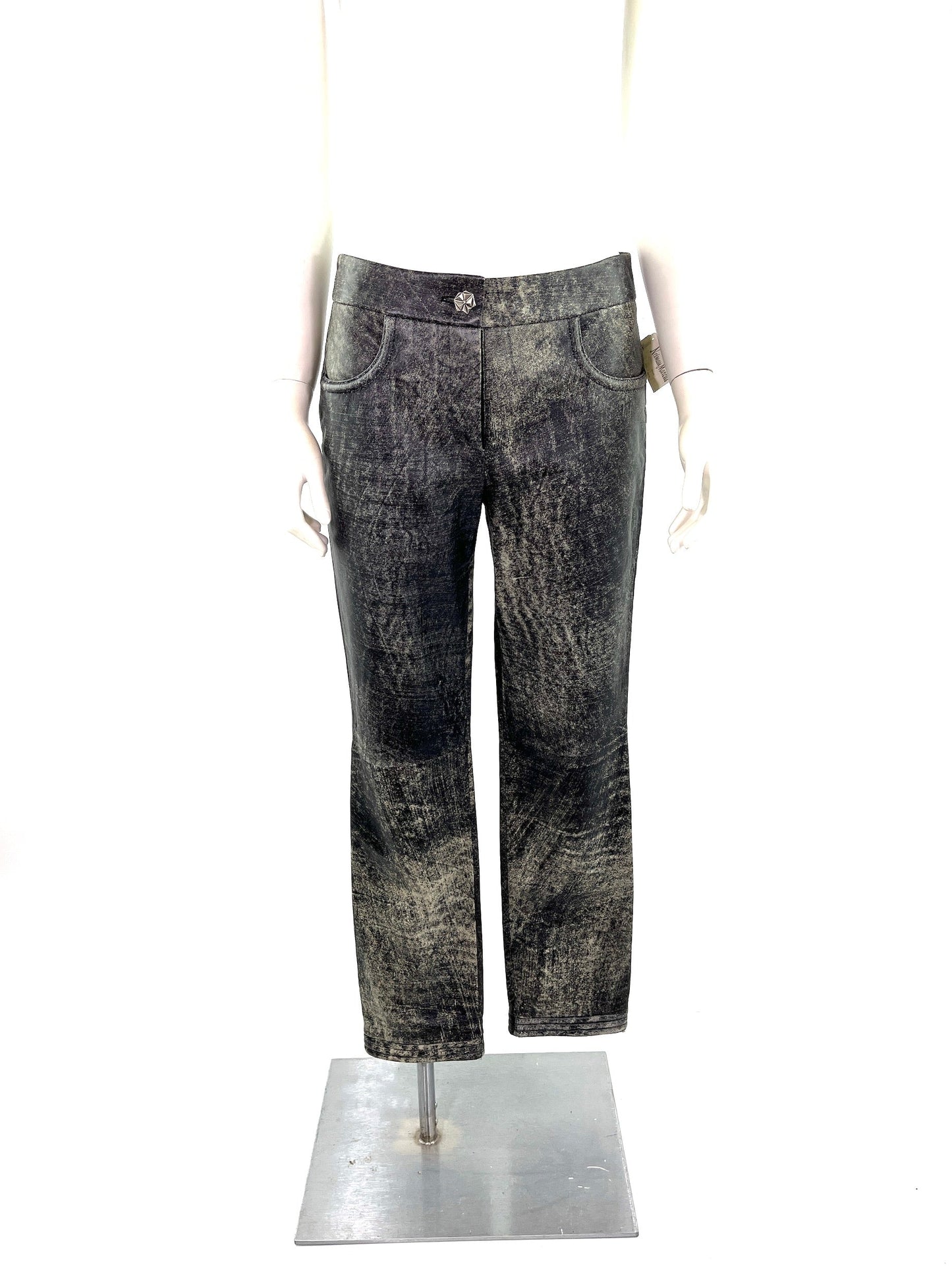 Chanel Black Beige Leather Straight Leg Pants 36 4 Handbag