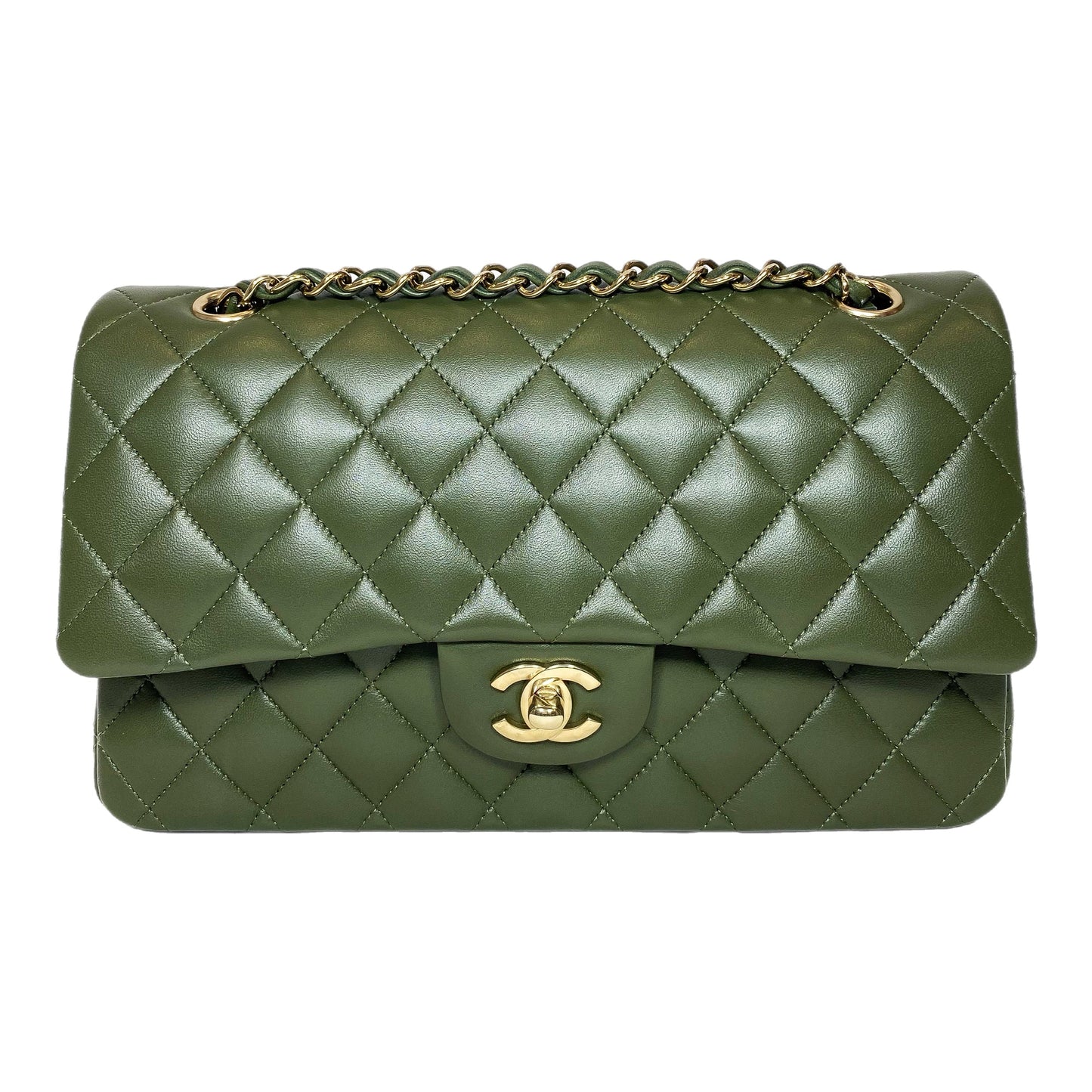 Chanel Olive Medium Double Flap Bag