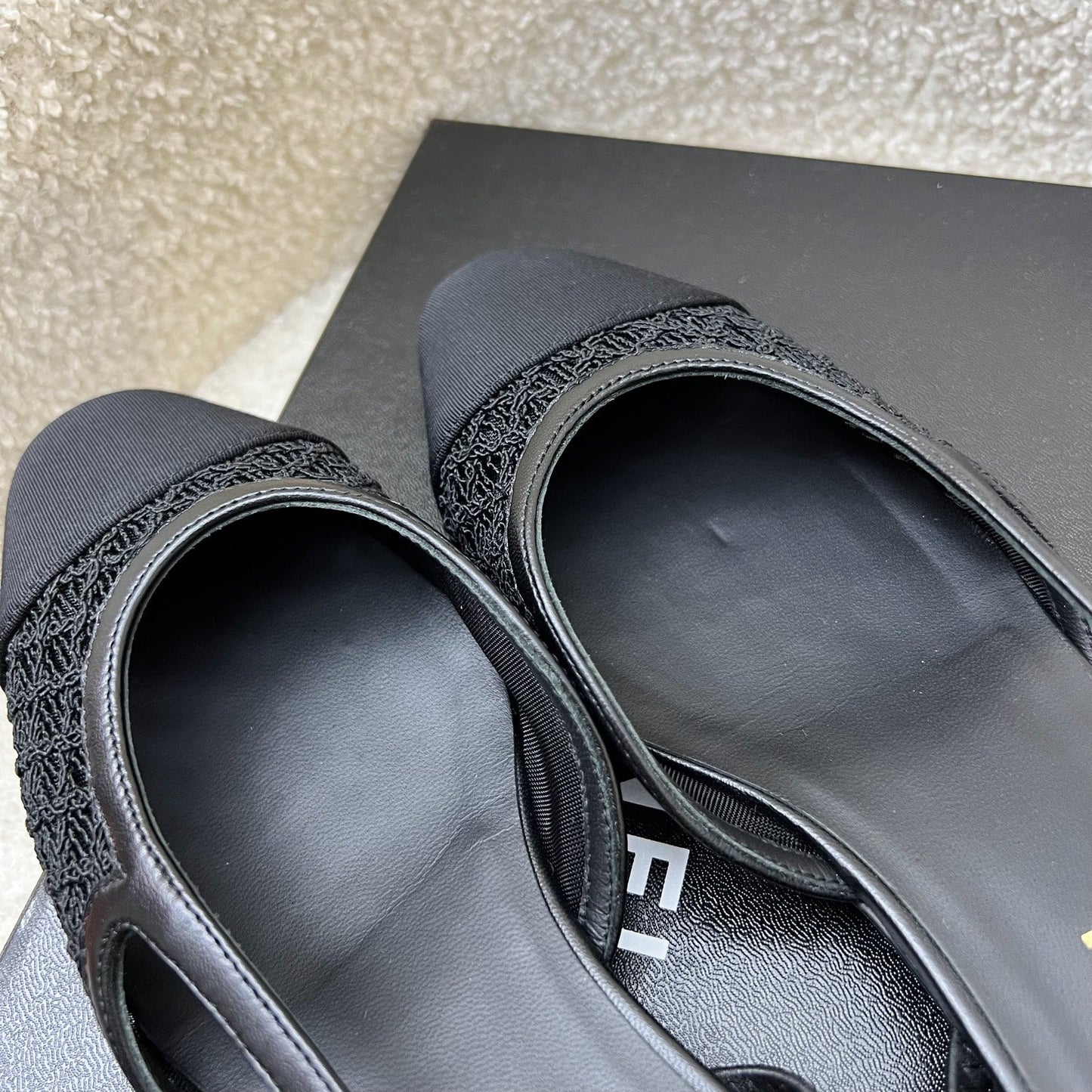 Chanel Slingbacks In Black Leather, Lace And Gosgrain Size 39.5 ( )