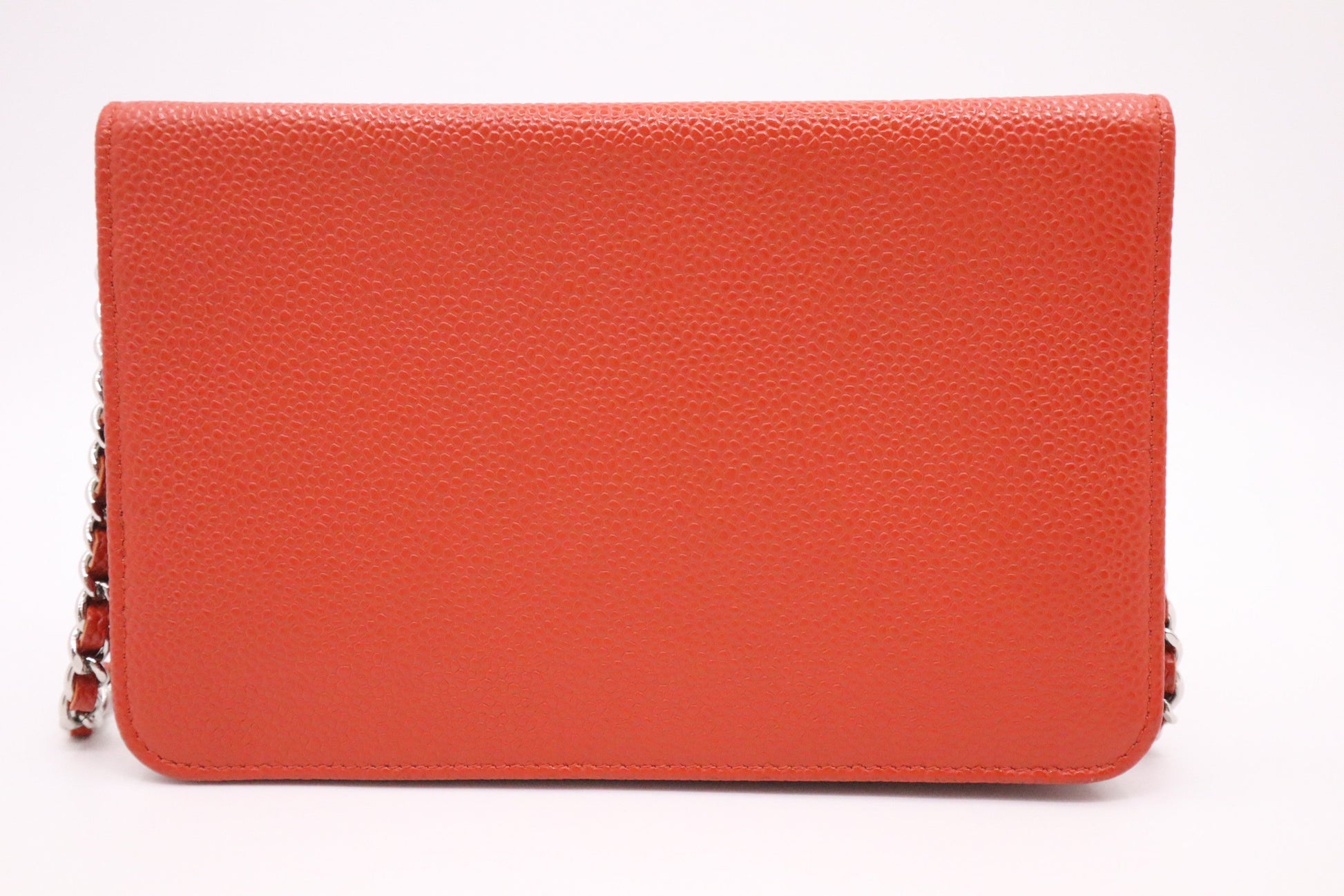 Chanel on Caviar Orange Leather Wallet Case