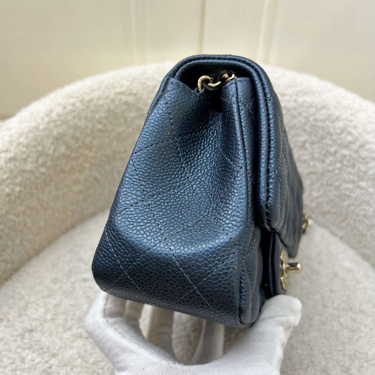 Chanel Classic Square Mini Flap In Navy Blue Shiny Caviar And Lghw Bag