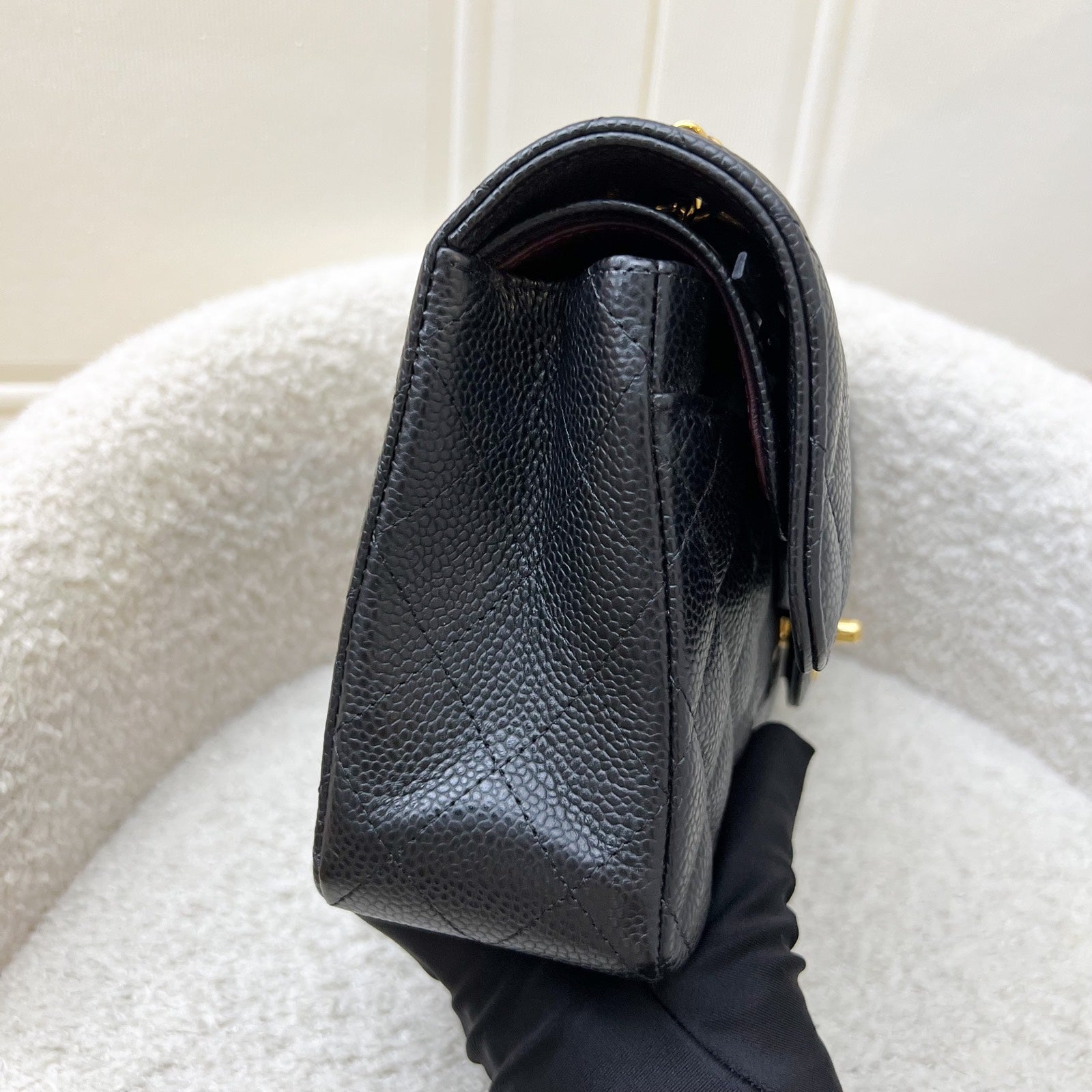 Chanel Small Classic Flap Cf in Black Caviar and Ghw ( ) Handbag