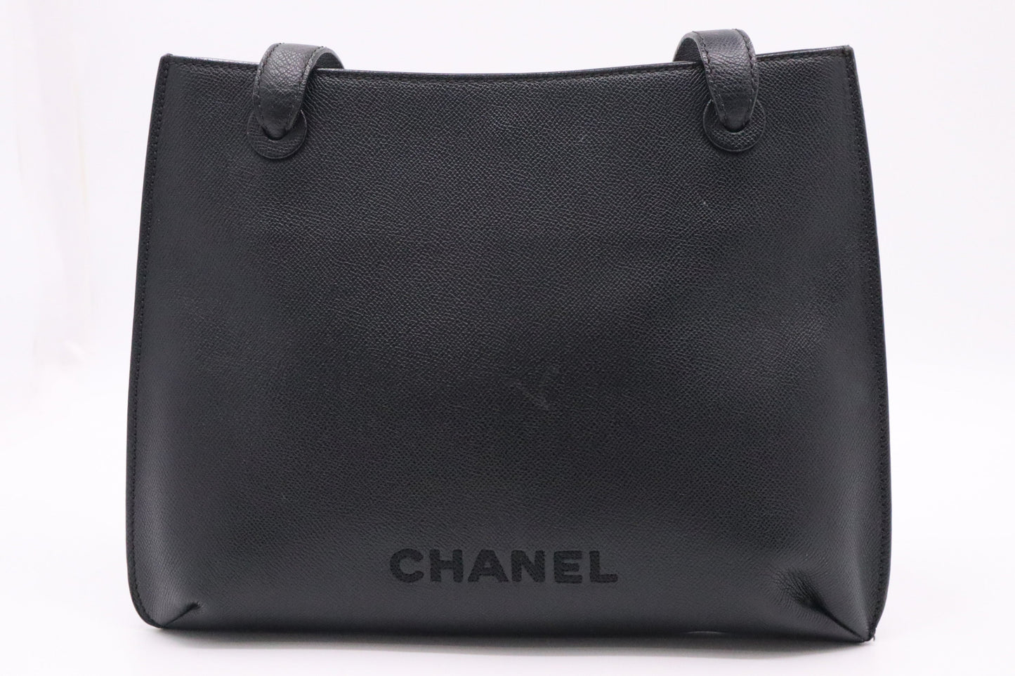 Chanel Logo Caviar Black Leather Shoulder Bag