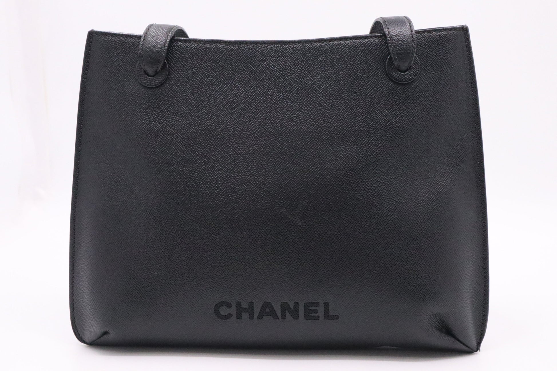 Chanel Logo Caviar Black Leather Shoulder Bag