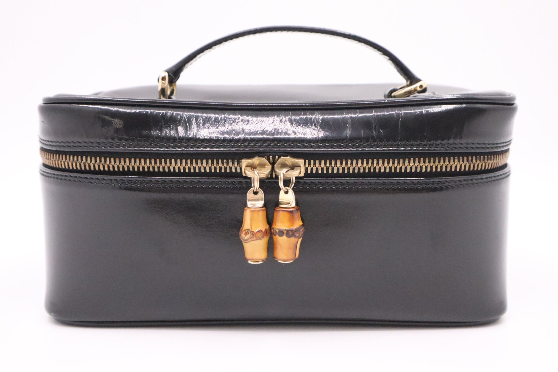 Gucci Vanity Leather Patent Black Handbag