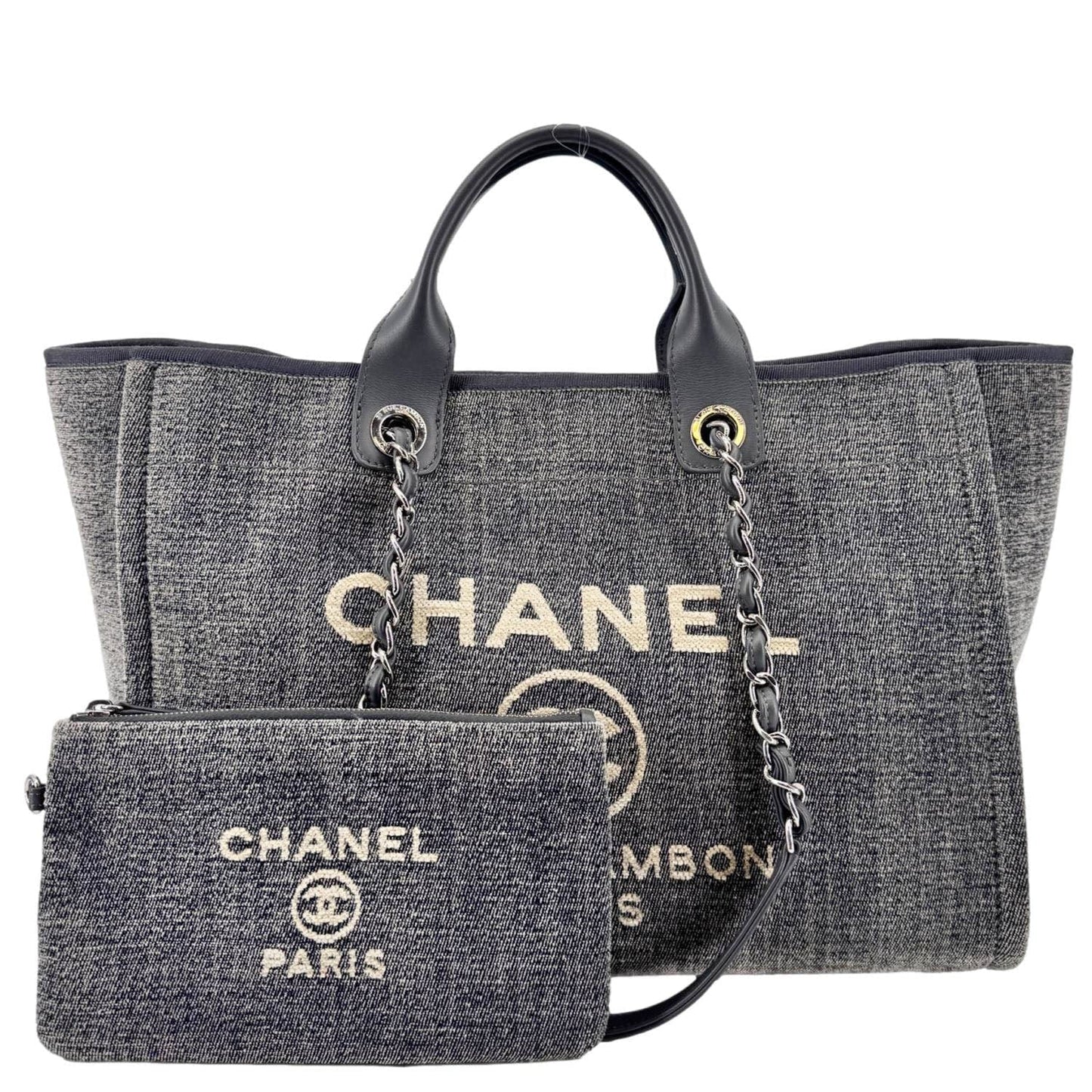 Chanel Deauville Shopping Canvas Gray Travel Bag