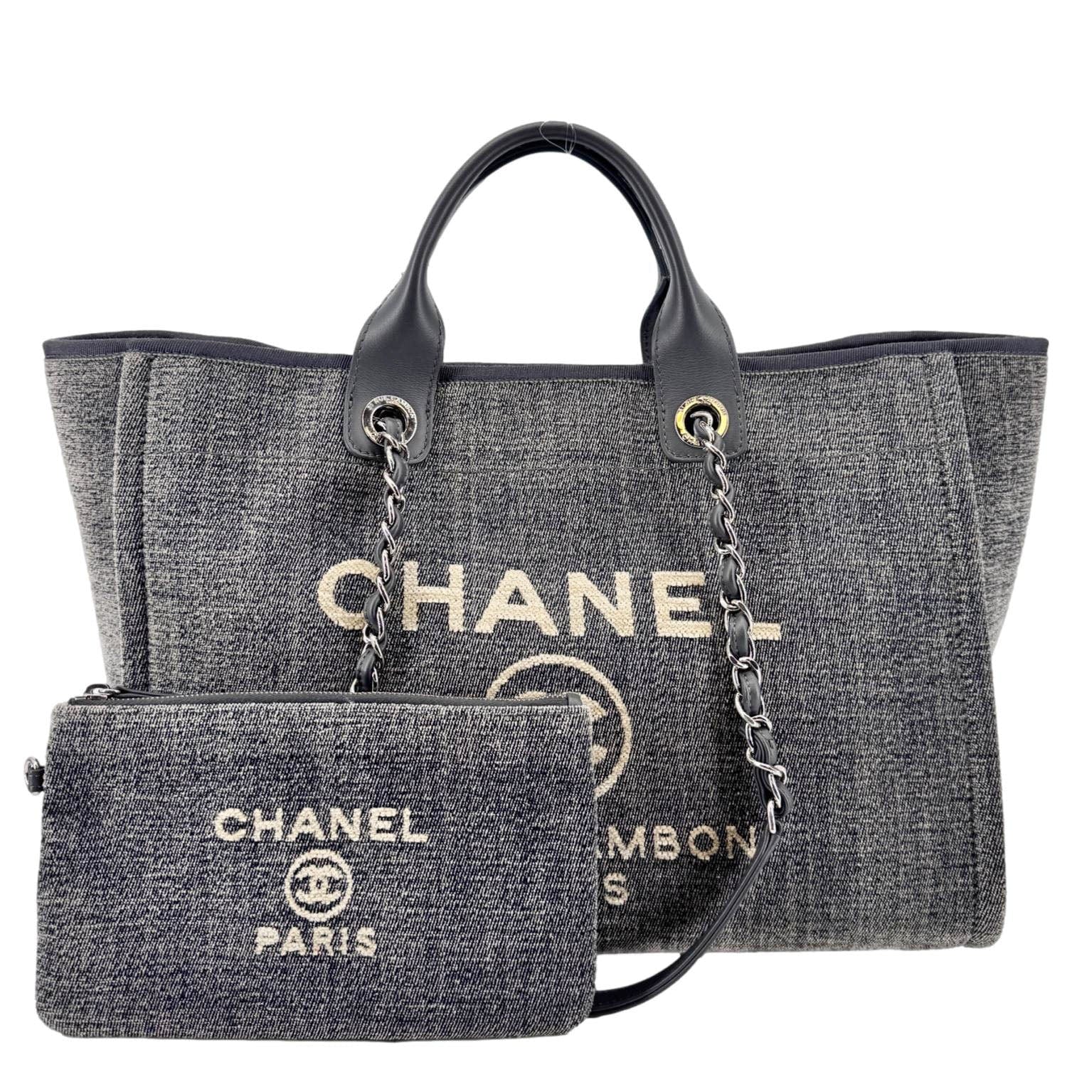 Chanel Deauville Shopping Canvas Gray Travel Bag