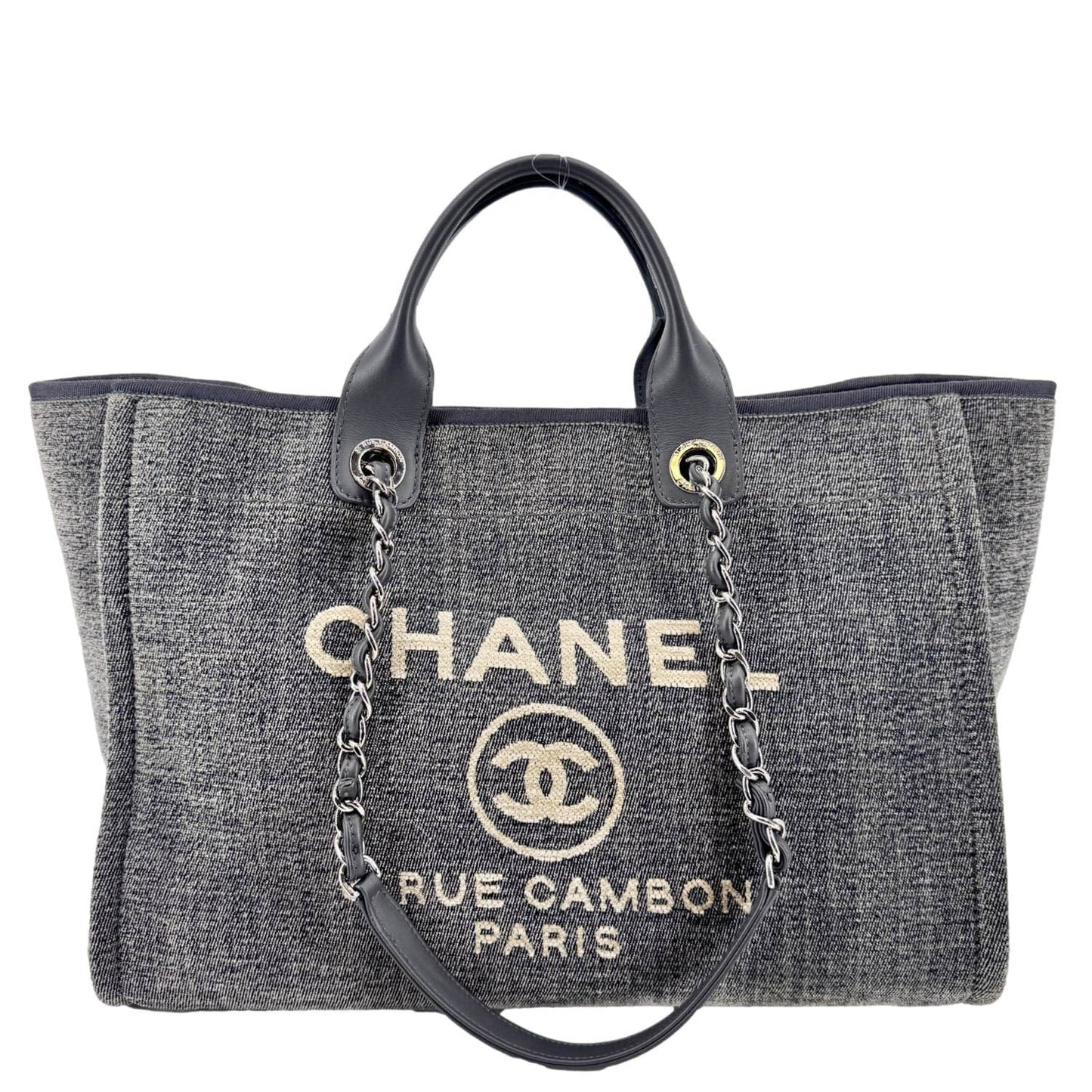 Chanel Deauville Shopping Canvas Gray Travel Bag