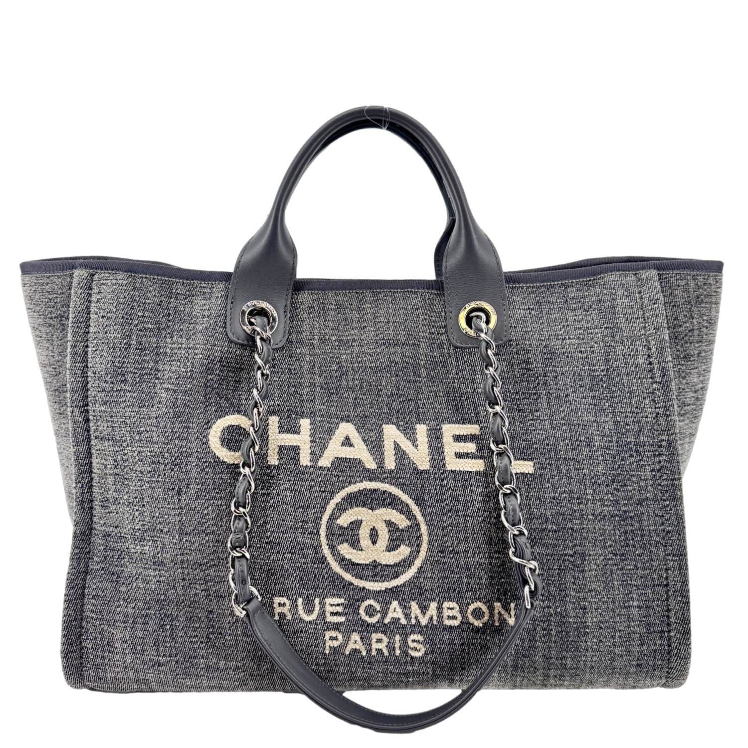 Chanel Deauville Shopping Canvas Gray Travel Bag